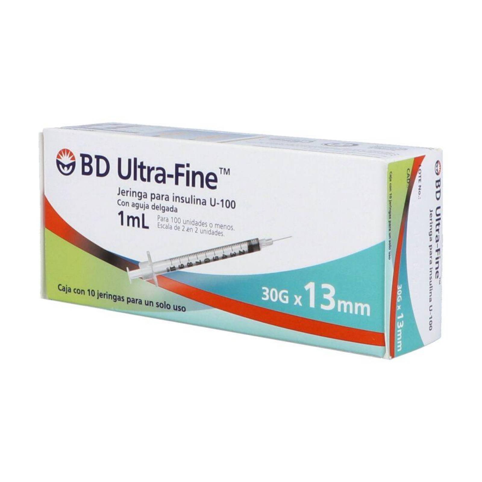 Bd Ultra Fine Jeringa Para Insulina U-100 1ml 30gx13mm Caja 