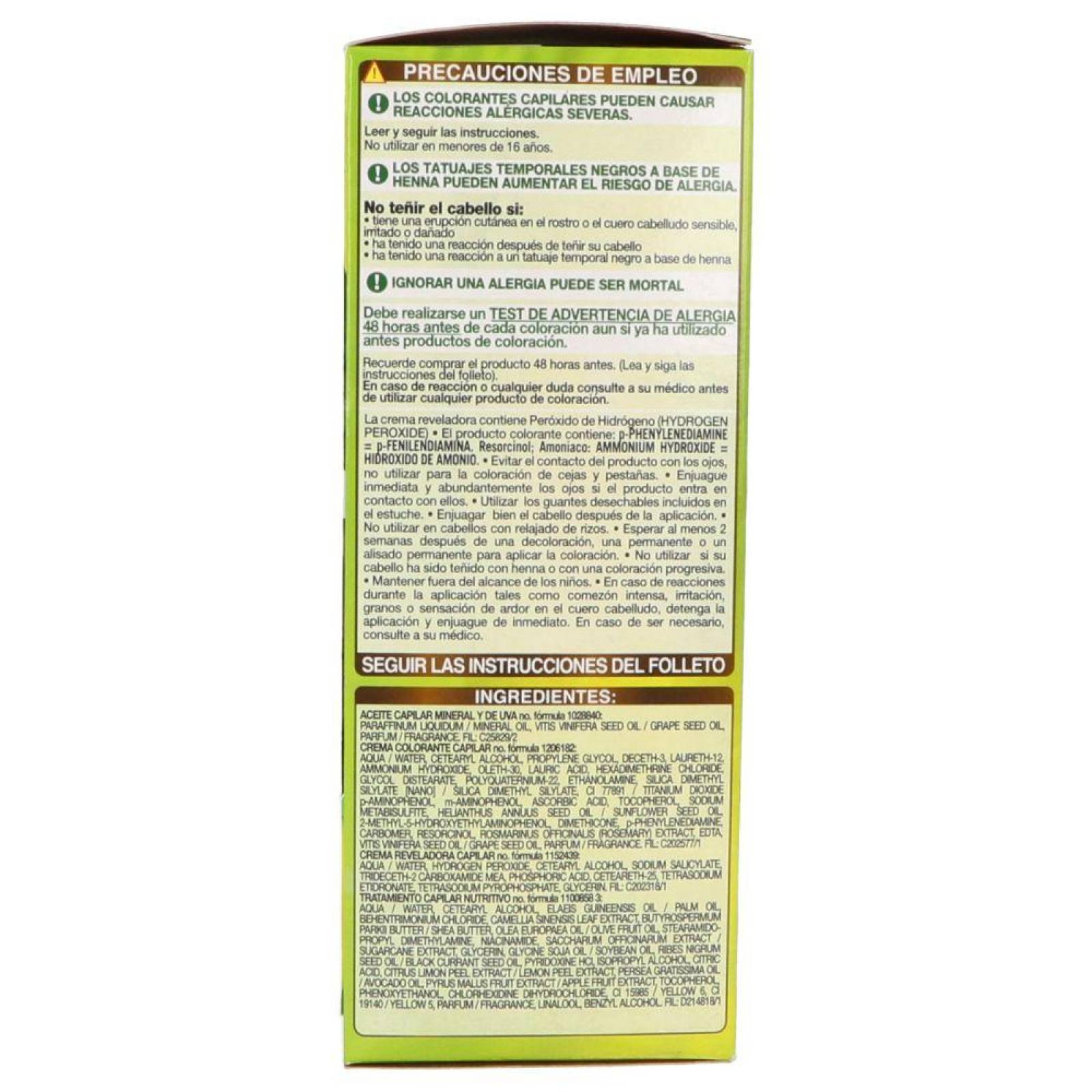 TINTE CAPILAR GARNIER NUTRISSE CHOCOLATE SILVIA CAJA 5 PIEZAS 