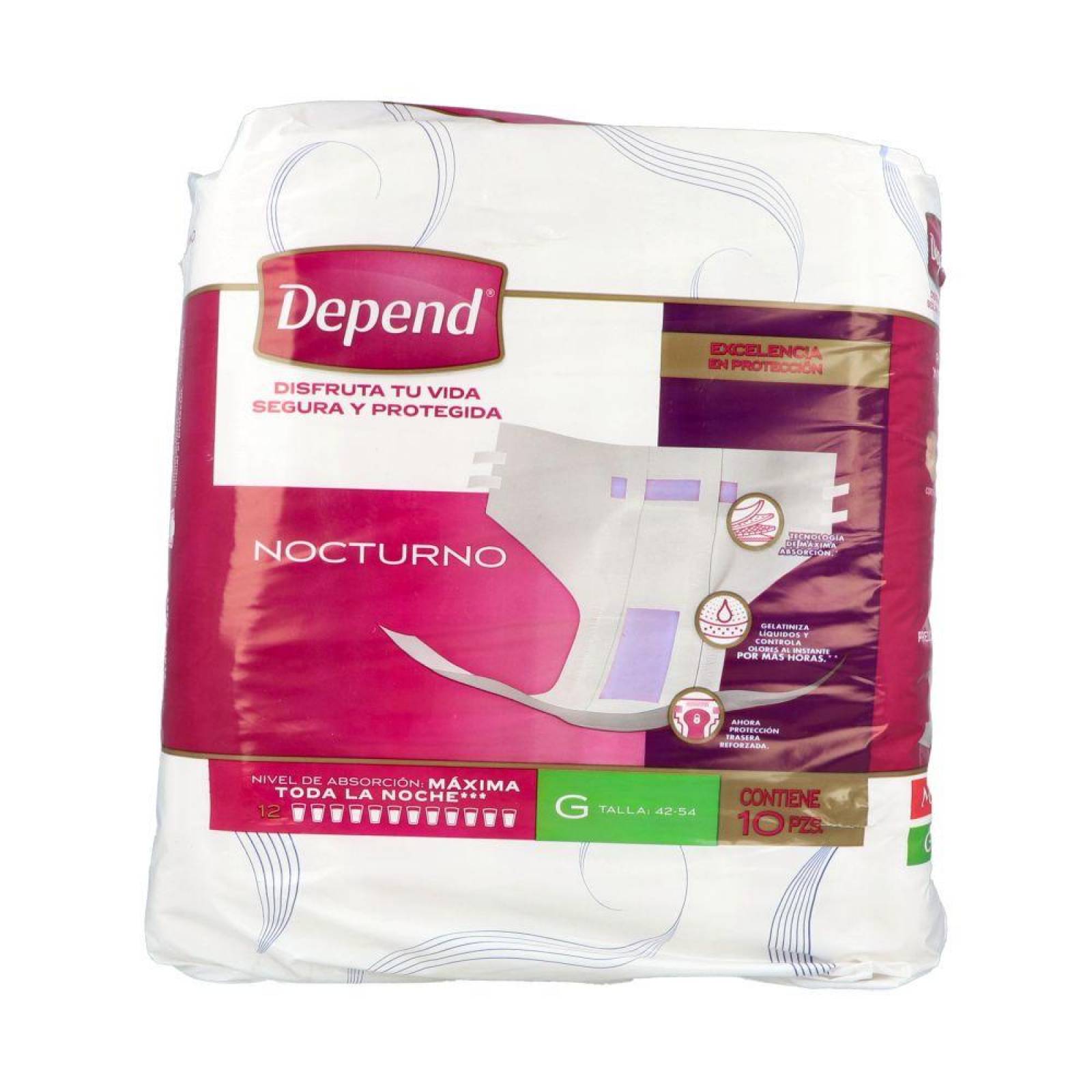 Pañal Depend Nocturno Grande 10 Pzas 