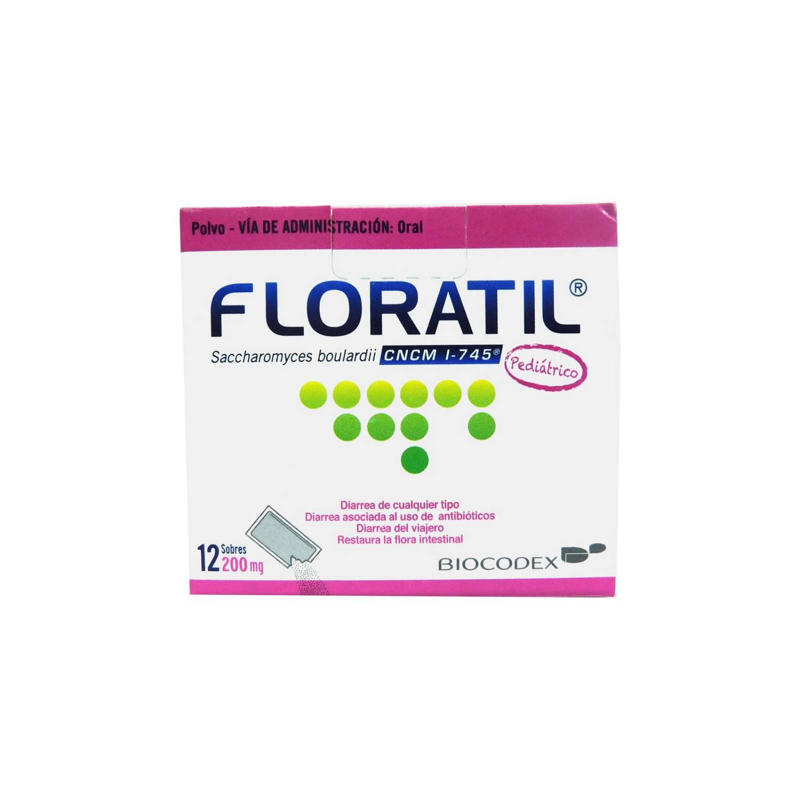 Floratil Pediátrico 200 mg Caja Con 12 Sobres Polvo 