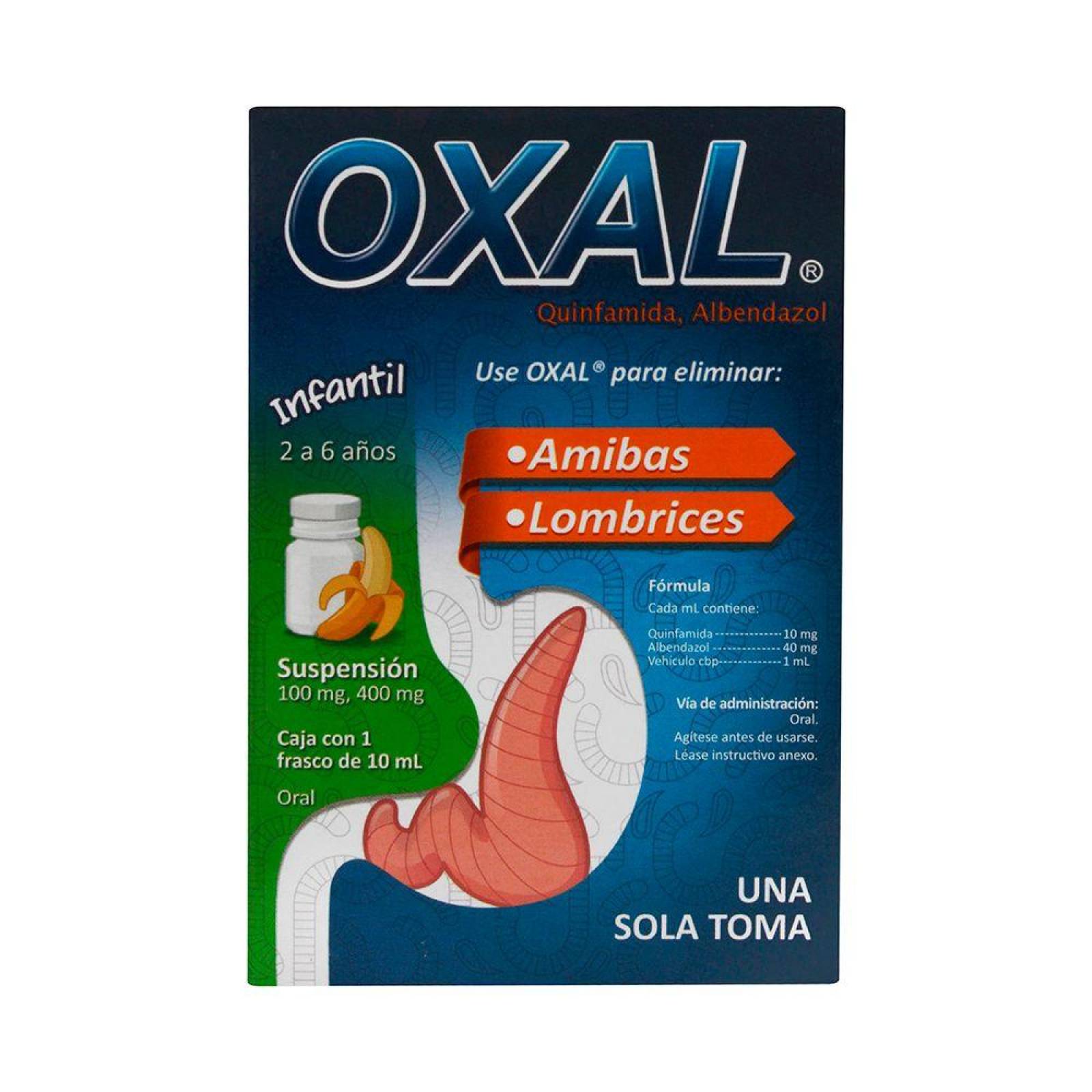 Oxal Suspensión Infantil 100 mg/ 400 mg Caja Con Frasco Con 10 mL 