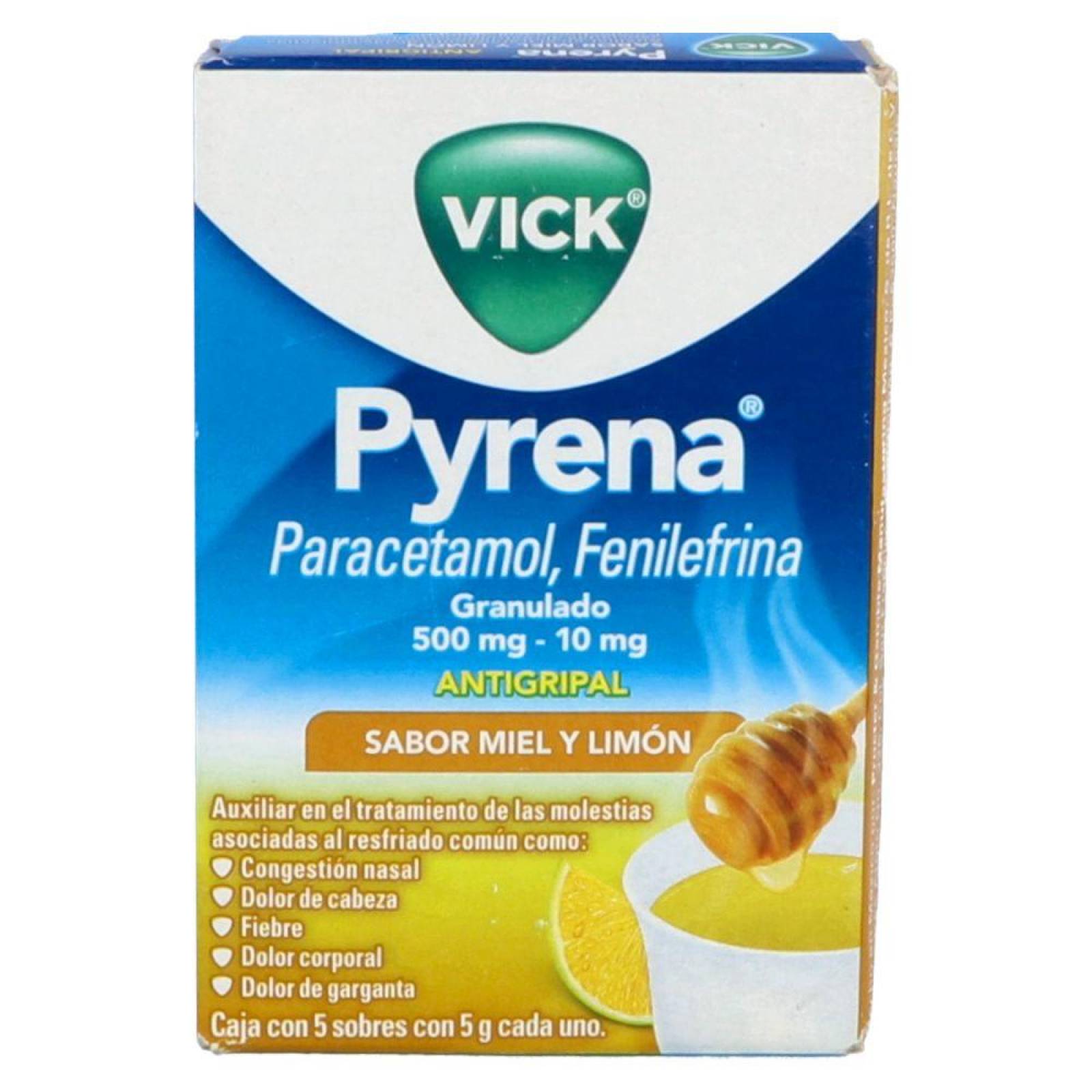 Vick Pyrena Caja Con 5 Sobres Sabor A Miel Y LImón 