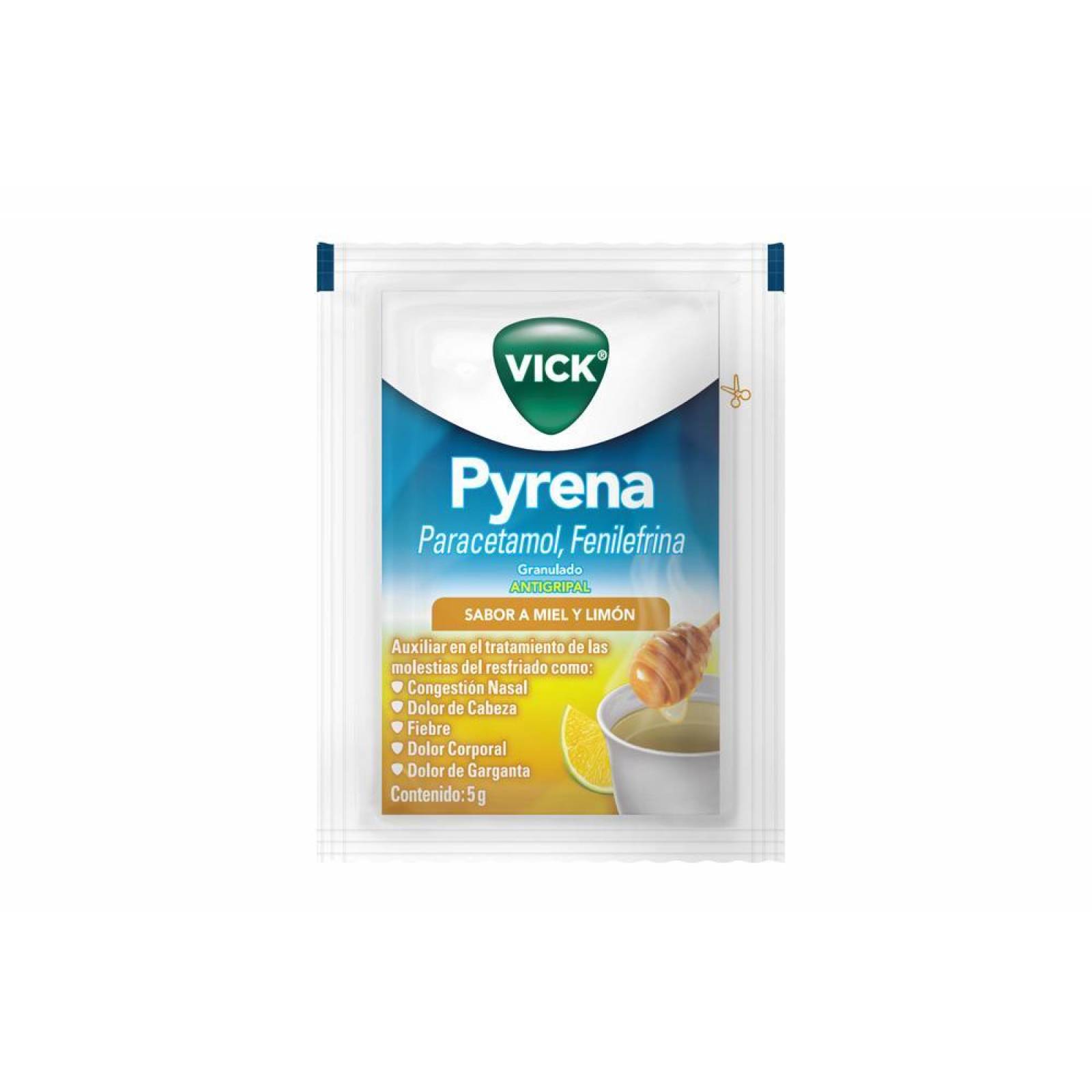 Vick Pyrena Caja Con 5 Sobres Sabor A Miel Y LImón 