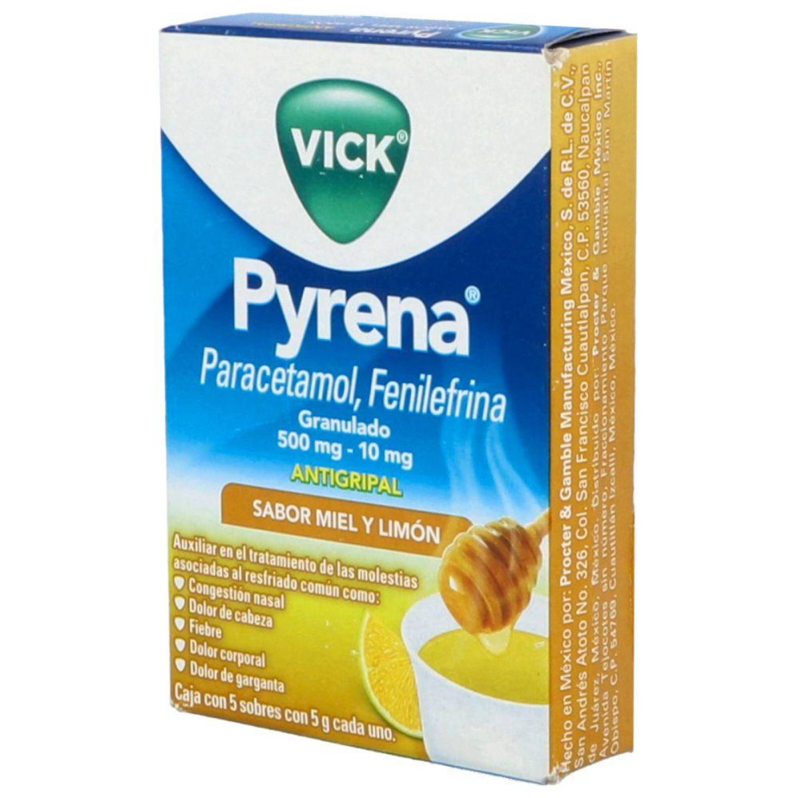 Vick Pyrena Caja Con 5 Sobres Sabor A Miel Y LImón 