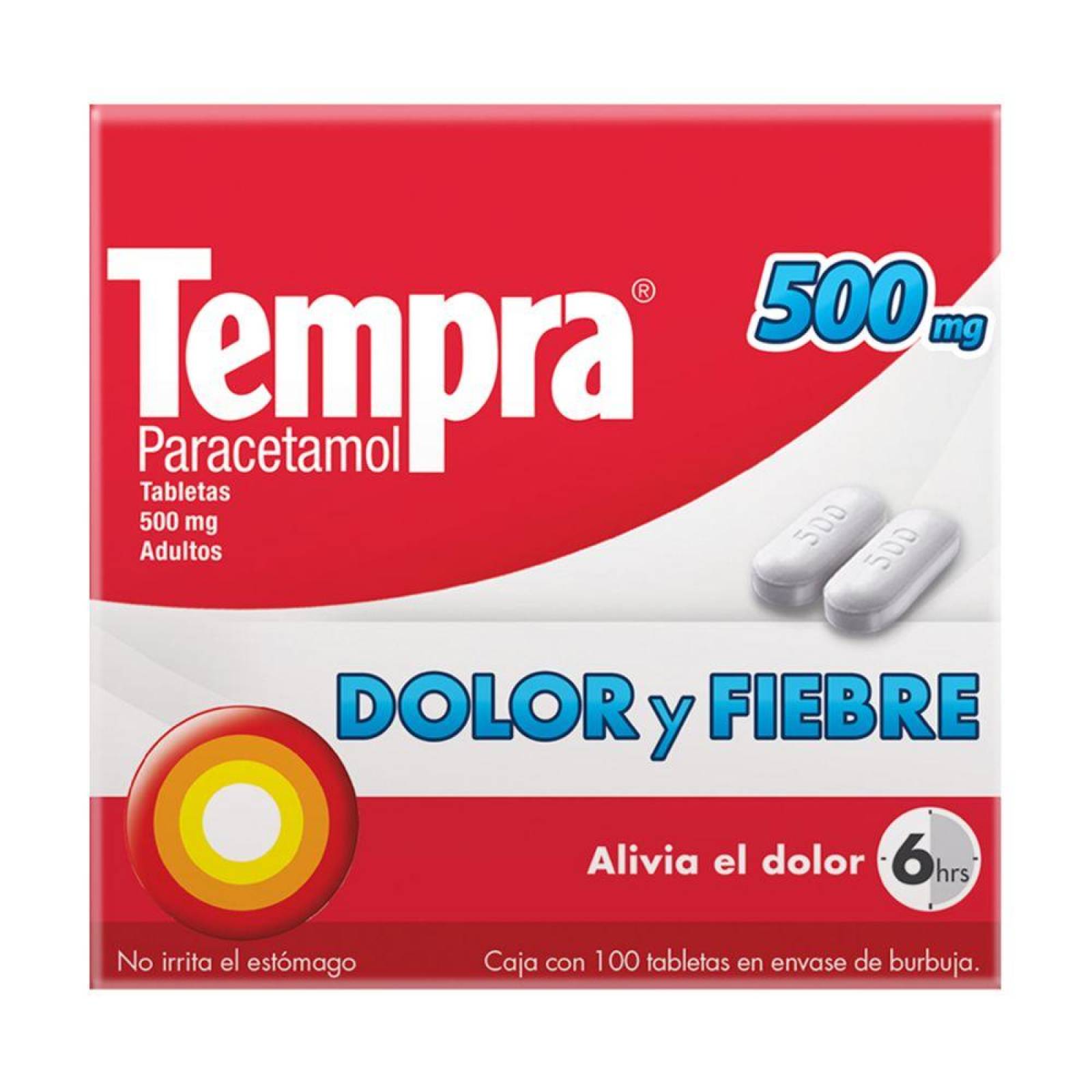 Tempra 500 mg Caja Con 100 Tabletas 