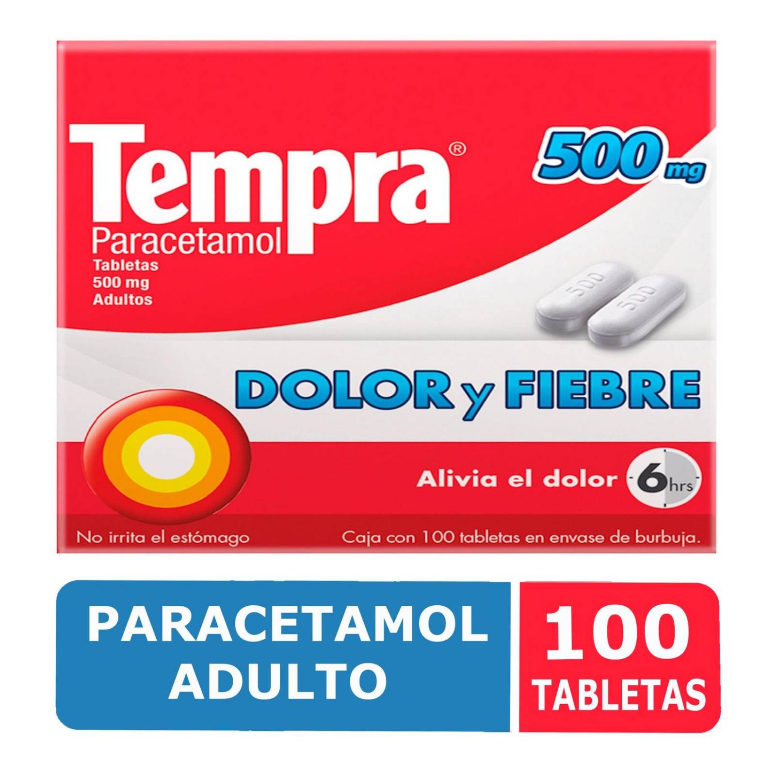 Tempra 500 mg Caja Con 100 Tabletas 