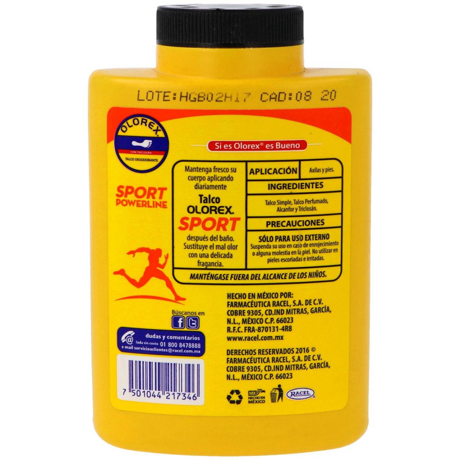 Talco Desodorante Olorex Sport Frasco Con 200 g 