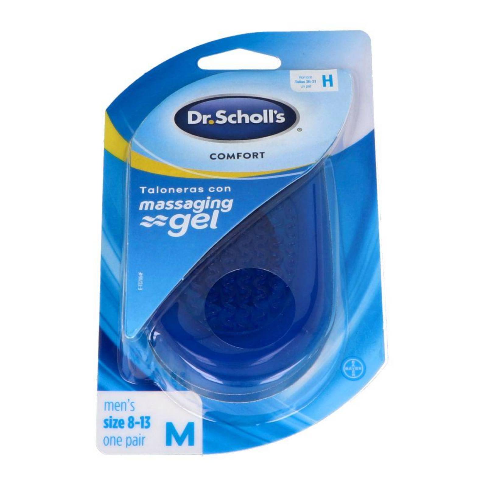 Dr. Scholl´s Talonera De Gel Caballero Con 1 Par Talla 8-13 -Plantilla 