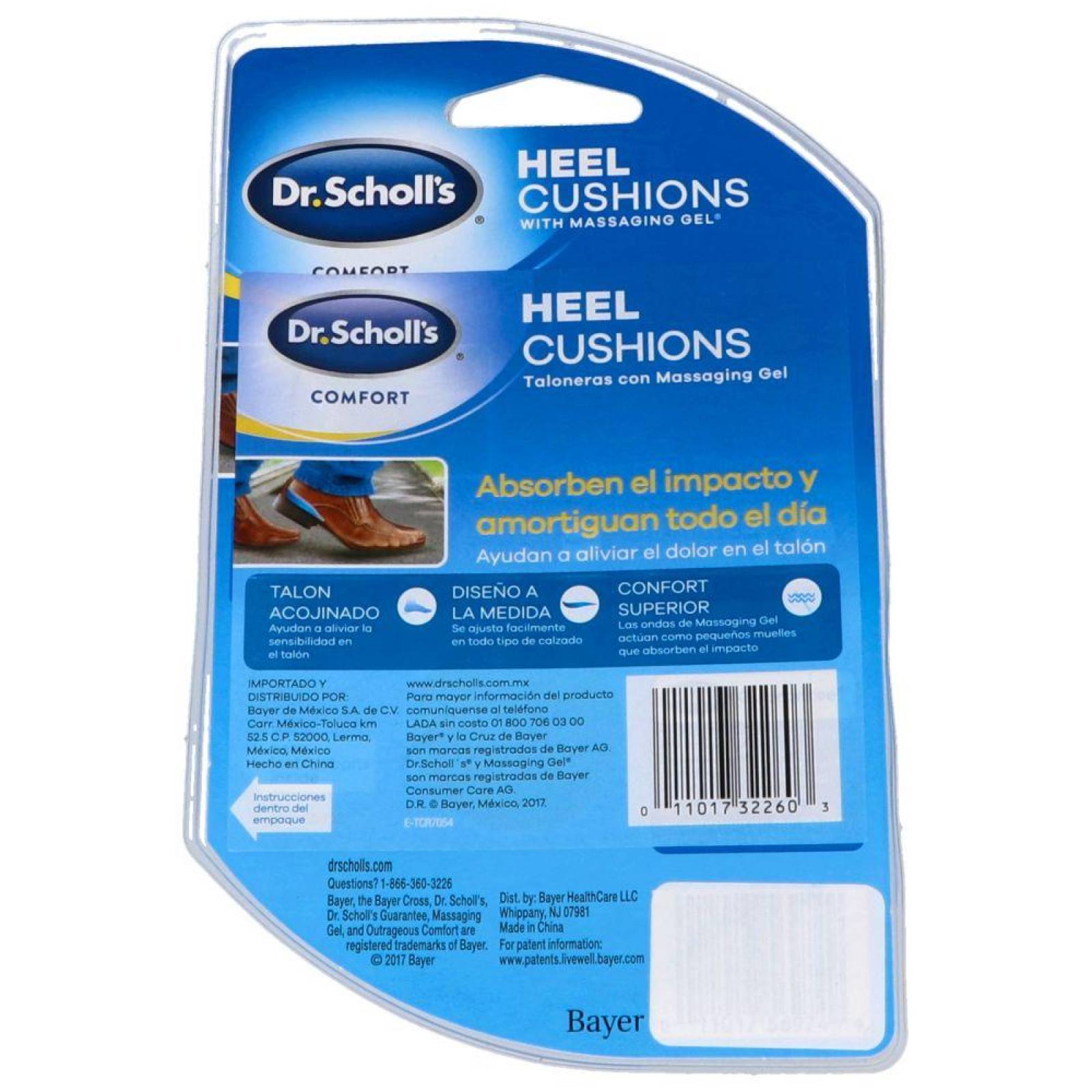 Dr. Scholl´s Talonera De Gel Caballero Con 1 Par Talla 8-13 -Plantilla 