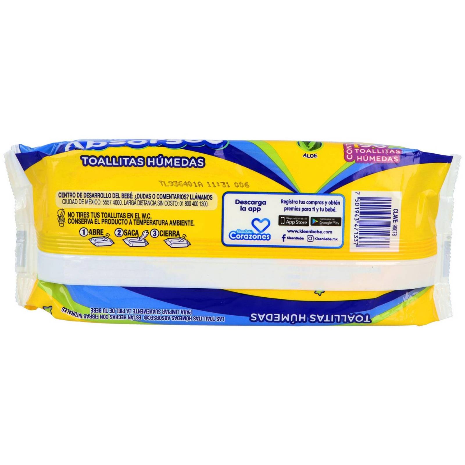 Kleen Bebé Absorsec 90 Toallitas Húmedas 