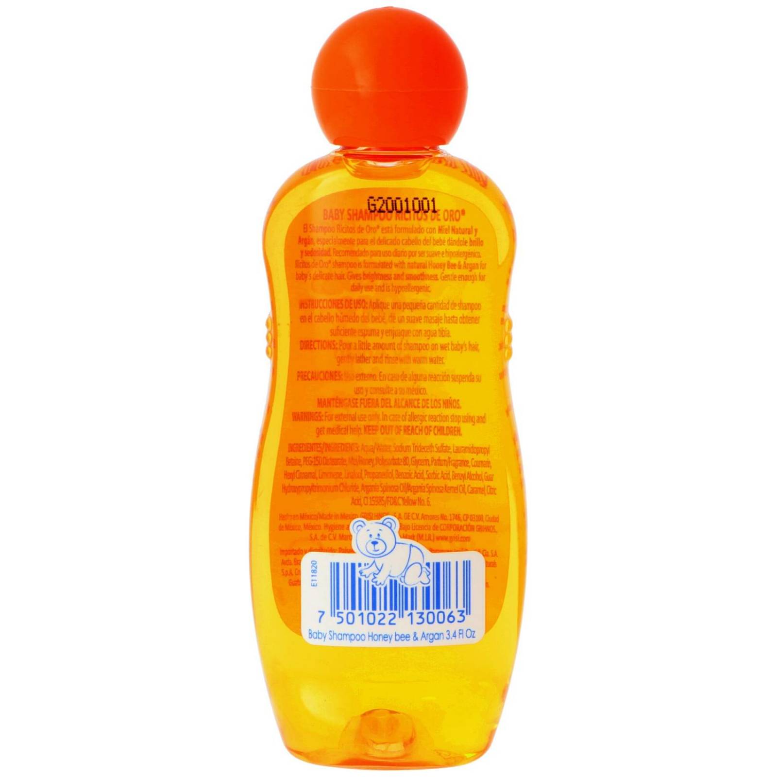 Baby Shampoo Ricitos De Oro Miel Y Argán Botella Con 100 mL 