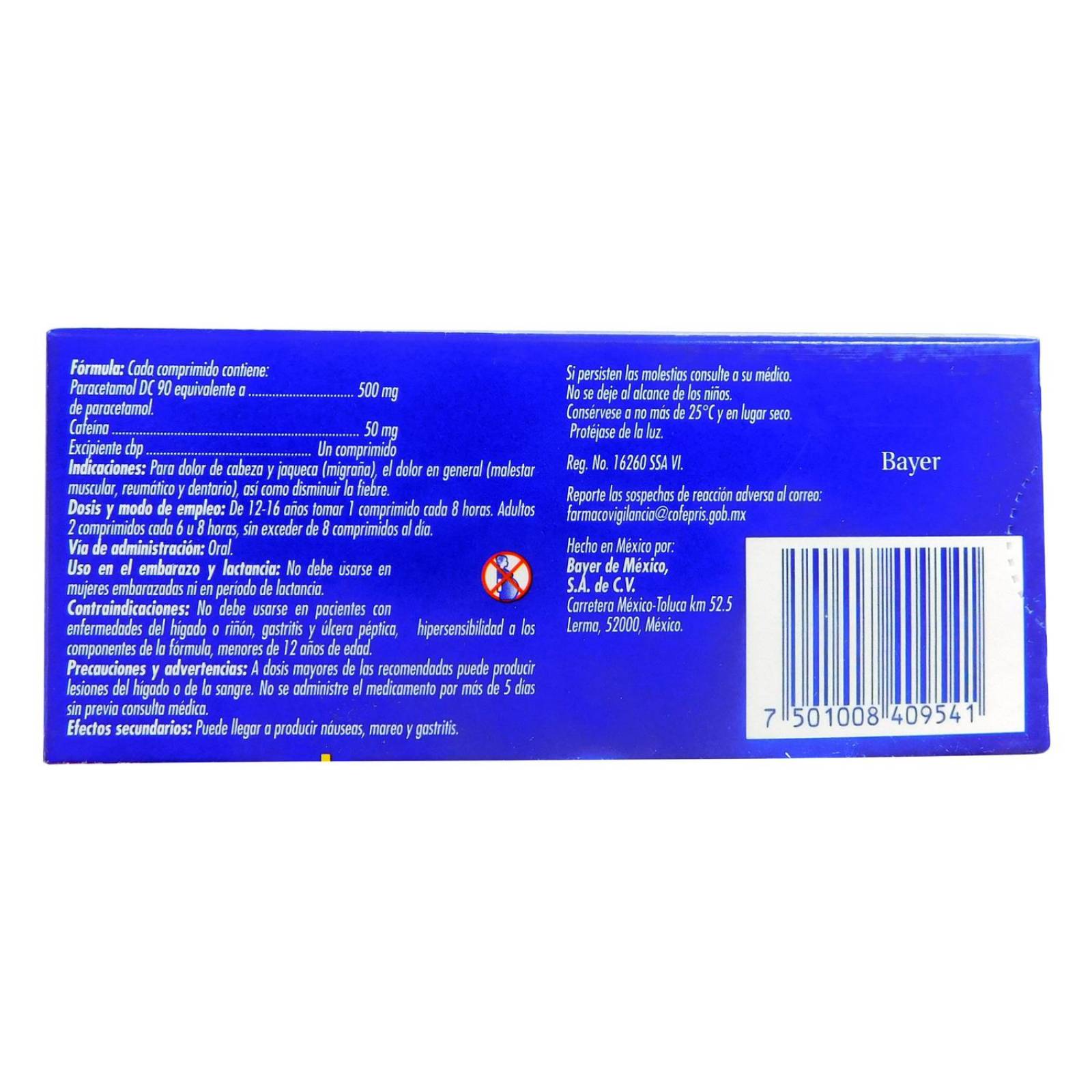 Saridon 500 mg / 50 mg Caja Con 20 Comprimidos 