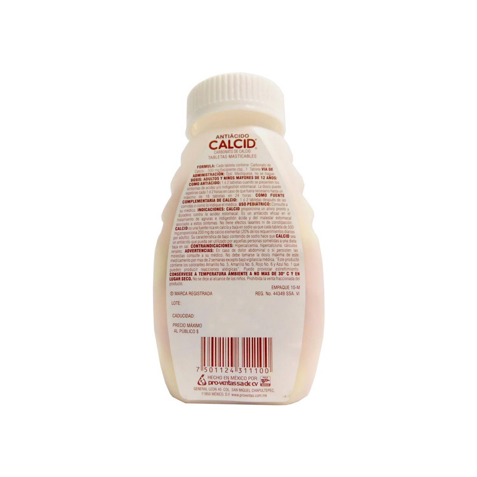 Calcid Frasco Con 100 Tabletas Masticables Sabores Surtidos 