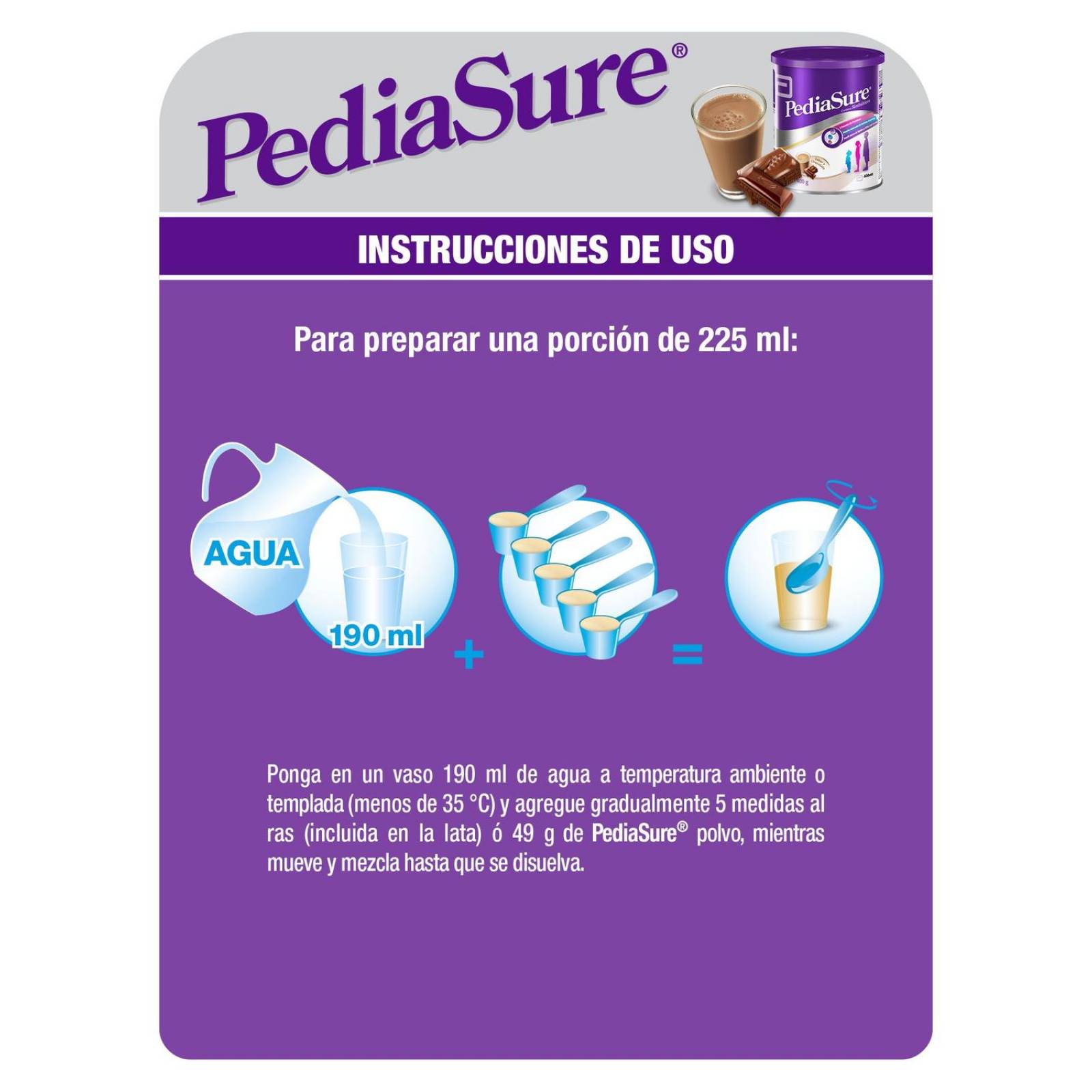 PediaSure En Polvo Lata Con 400 g - Sabor Chocolate 