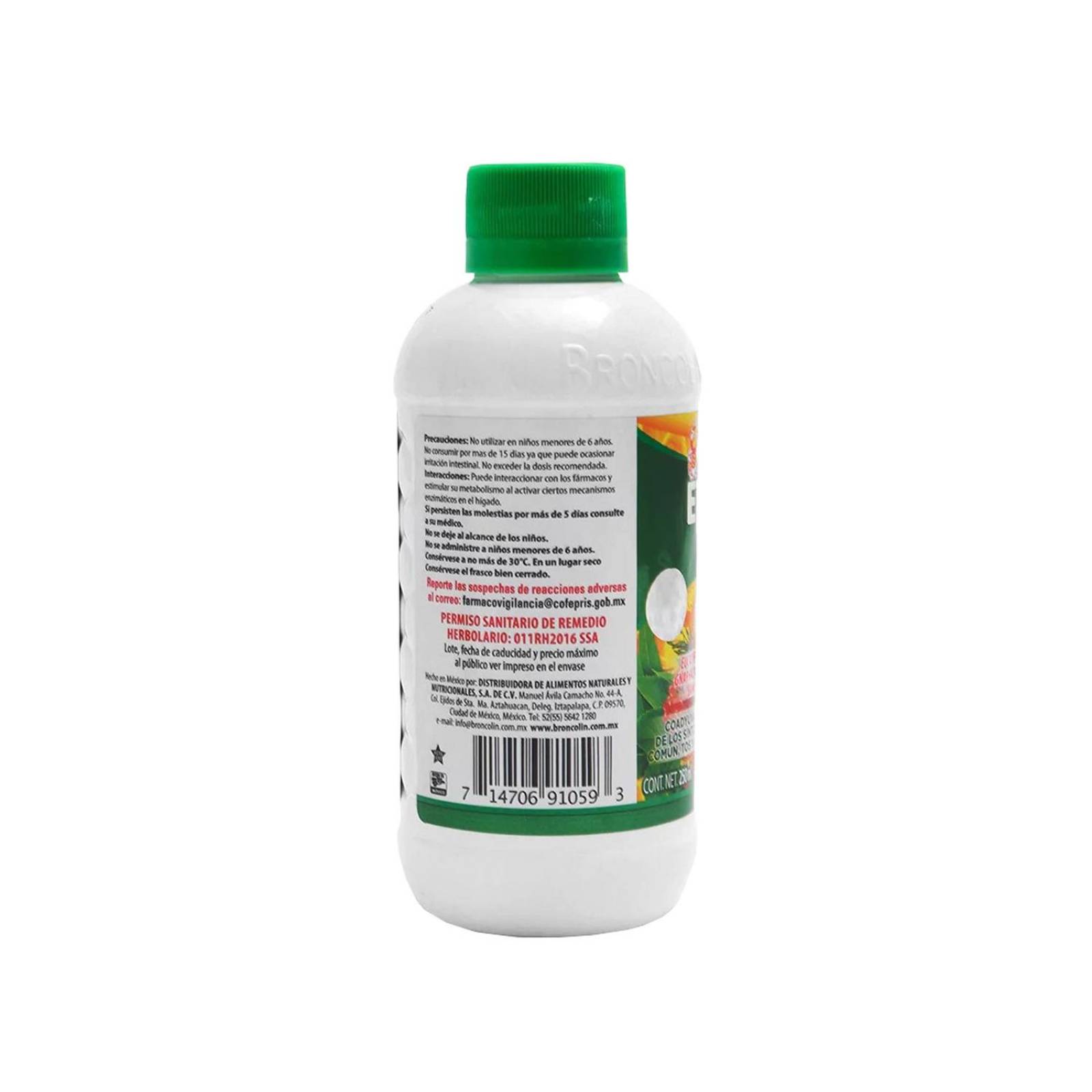 Broncolin Etiqueta Verde Jarabe Frasco Con 250 mL 