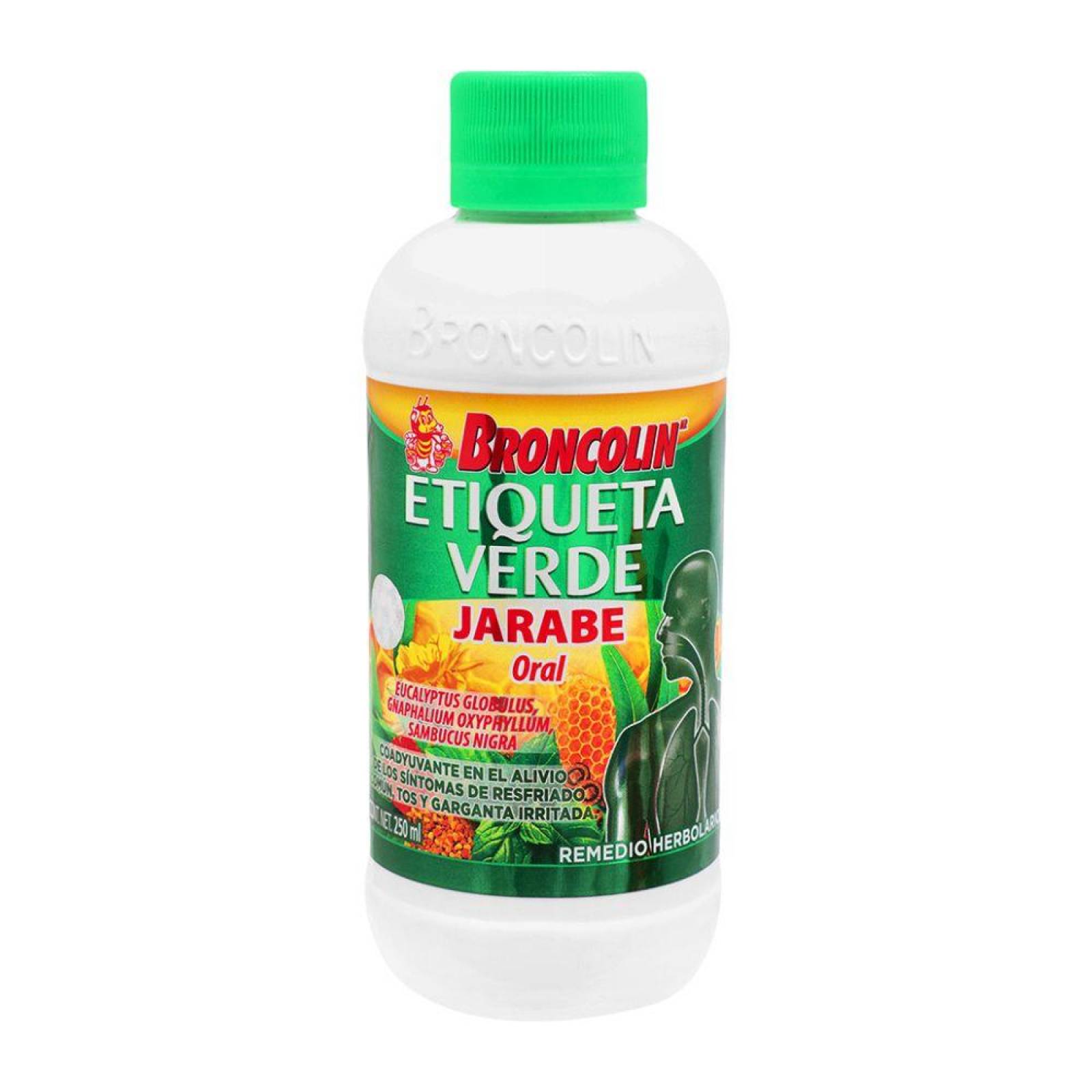 Broncolin Etiqueta Verde Jarabe Frasco Con 250 mL 