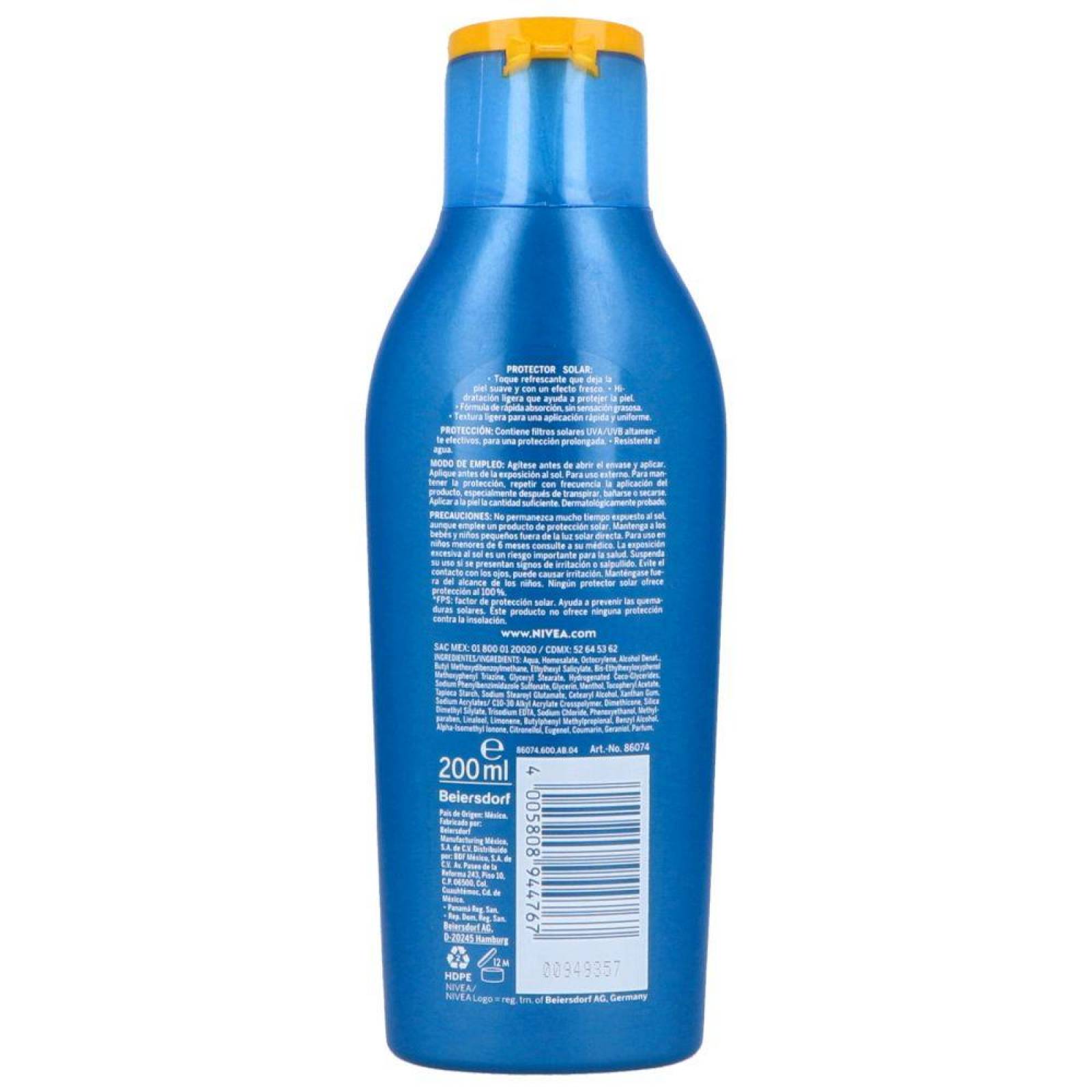 Nivea Sun Protector Solar Sensación Ligera FPS Botella Con 200 mL 