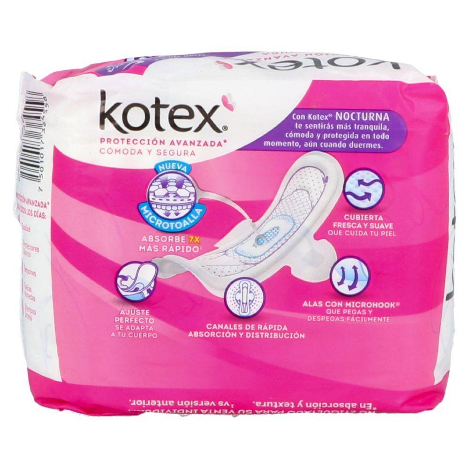 Kotex Natural Flex Toalla Nocturna Con Alas Paquete Con 10 Piezas y 2 Gratis 