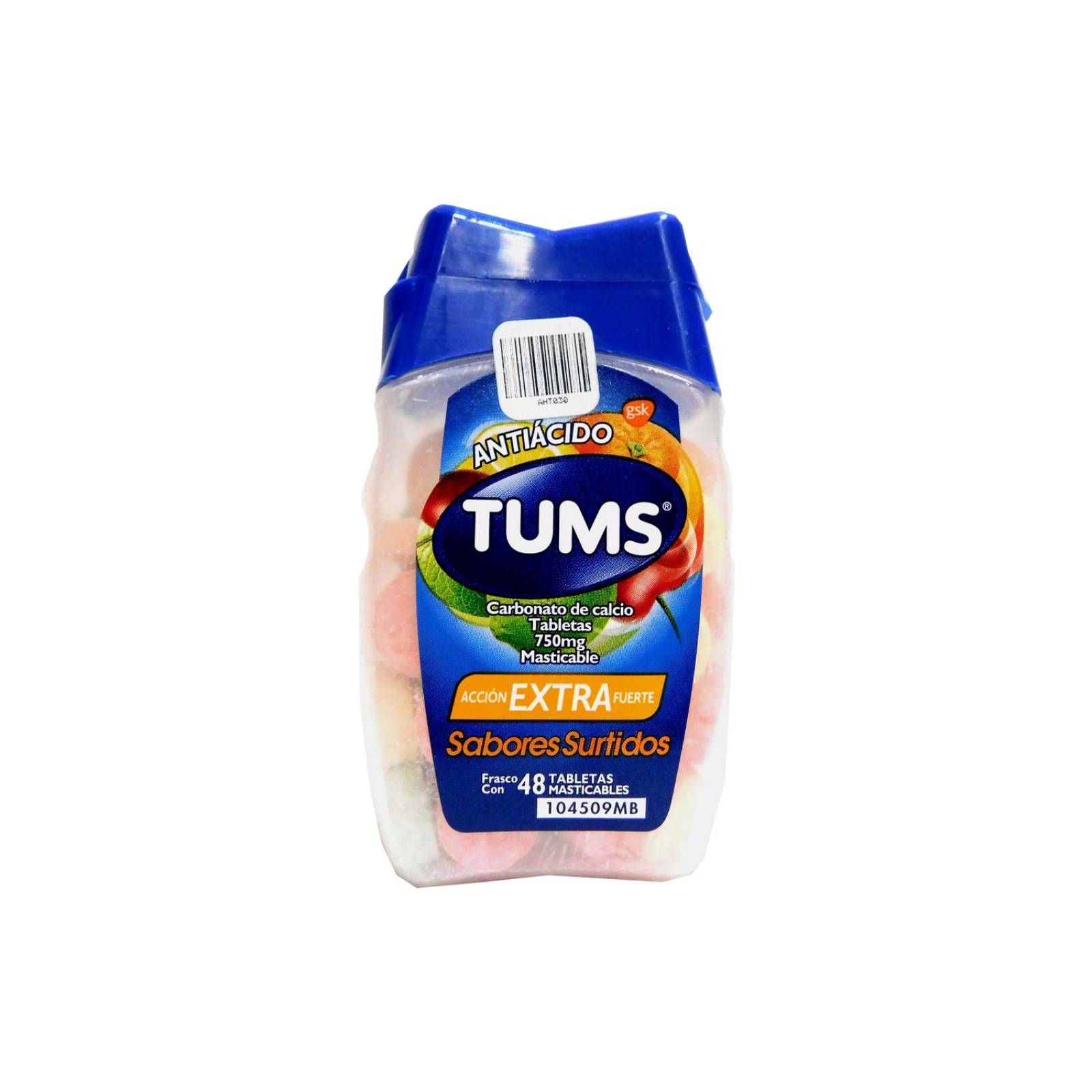 Tums Extra 750mg Frasco Con 48 Tabletas Masticables Varios Sabores 