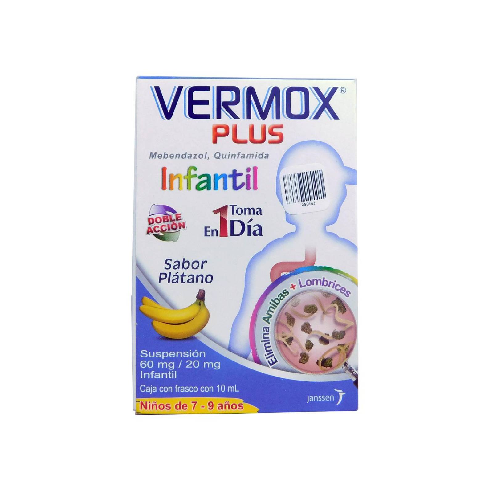 Vermox Plus Infantil 60 mg/20 mg Caja Con Frasco Con 10 mL 