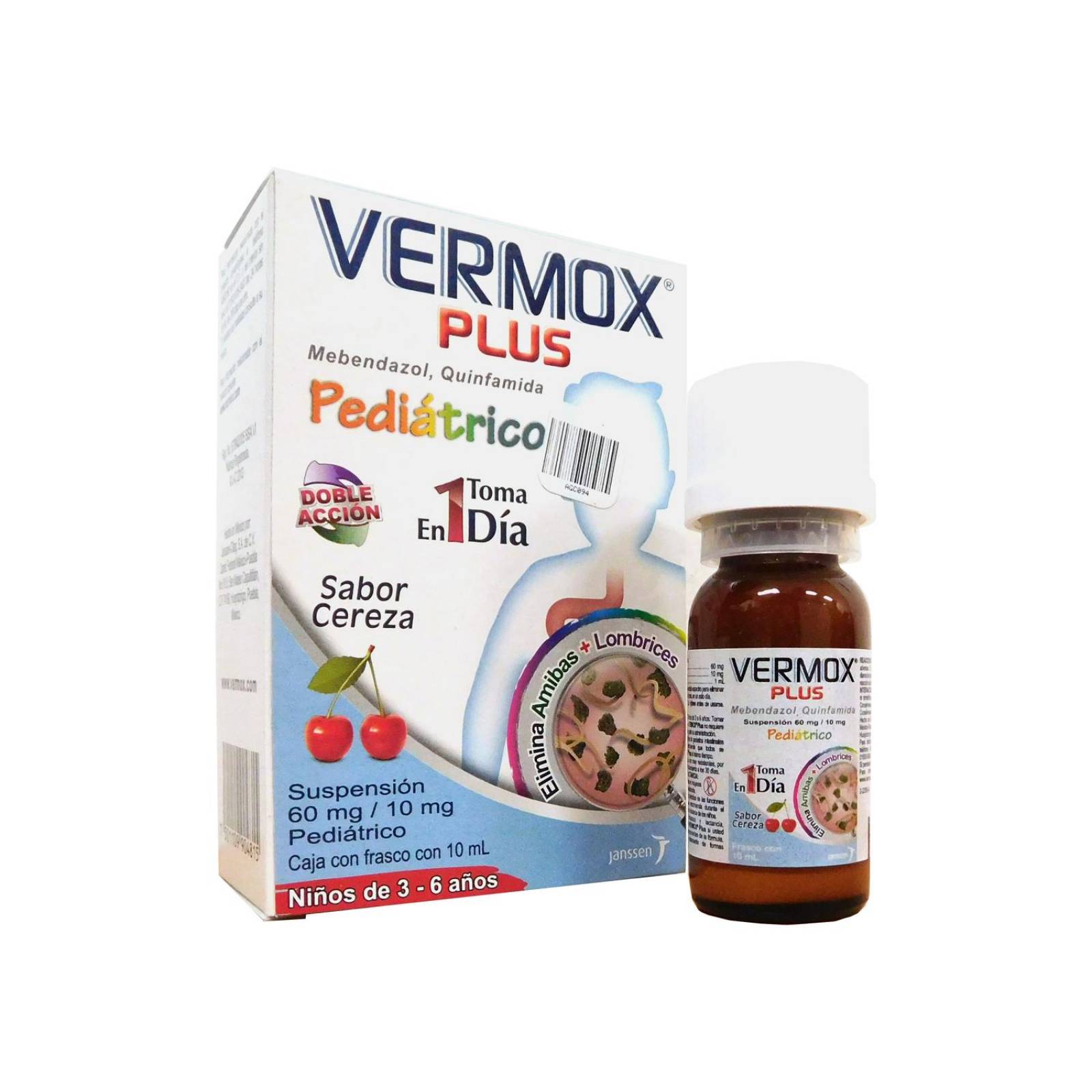 Vermox Plus Suspensión Pediátrico 60mg/10mg Caja Con Frasco Con 10mL 