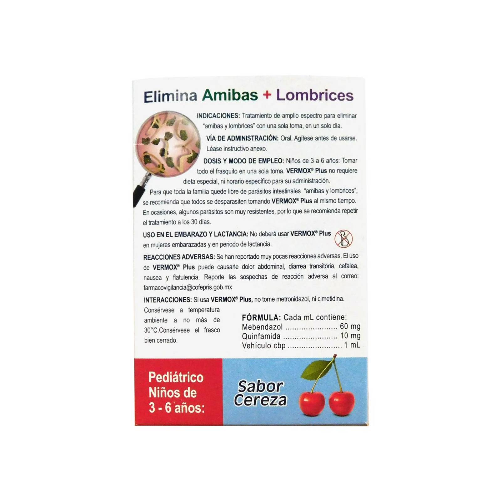 Vermox Plus Suspensión Pediátrico 60mg/10mg Caja Con Frasco Con 10mL 