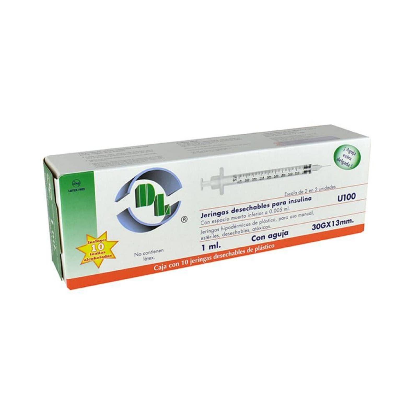 Jeringa Desechable Lnsulina 1ml 30x13mm Caja Con 10 Piezas 