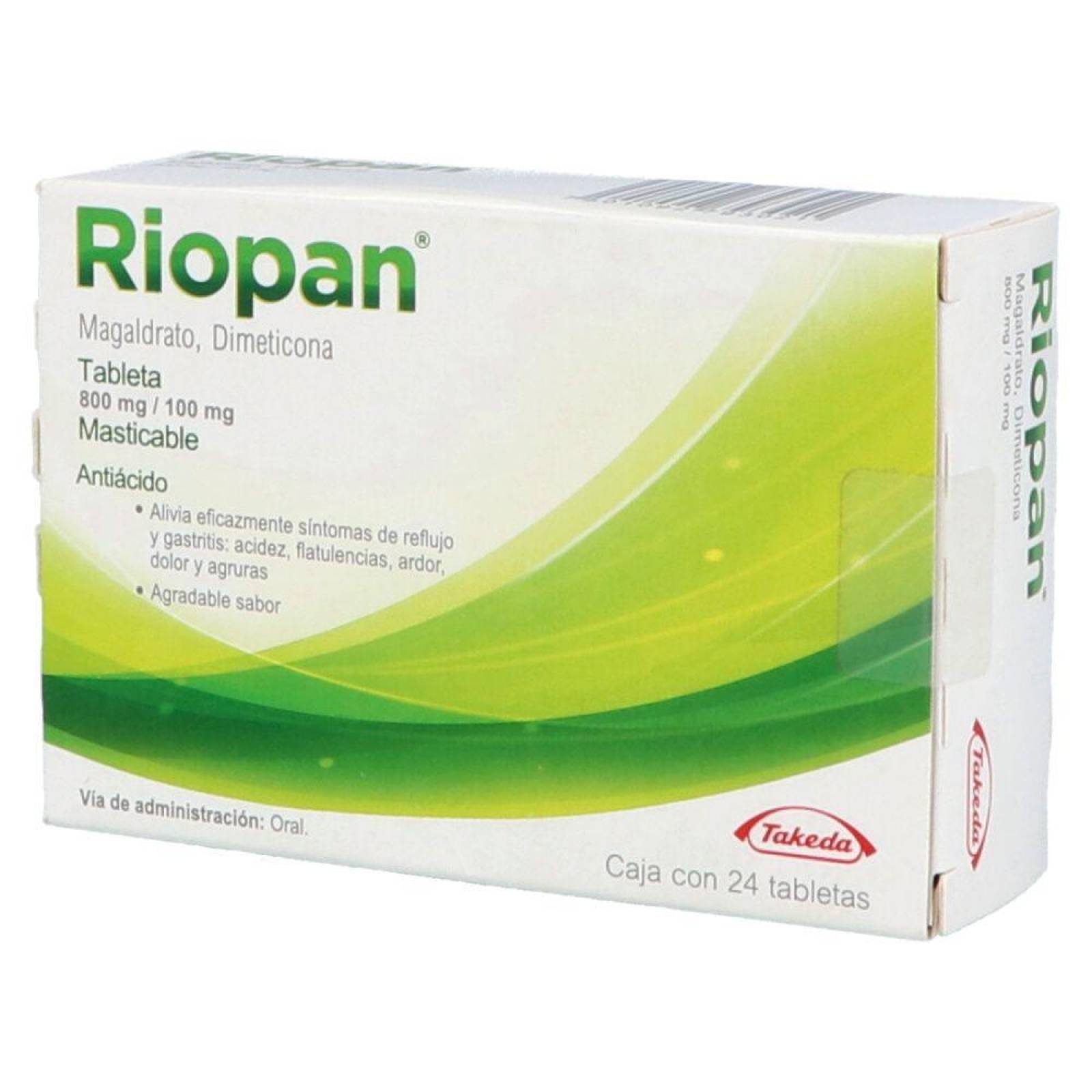 Riopan 800 Mg / 100 Mg Caja Con 24 Tabletas Masticables 