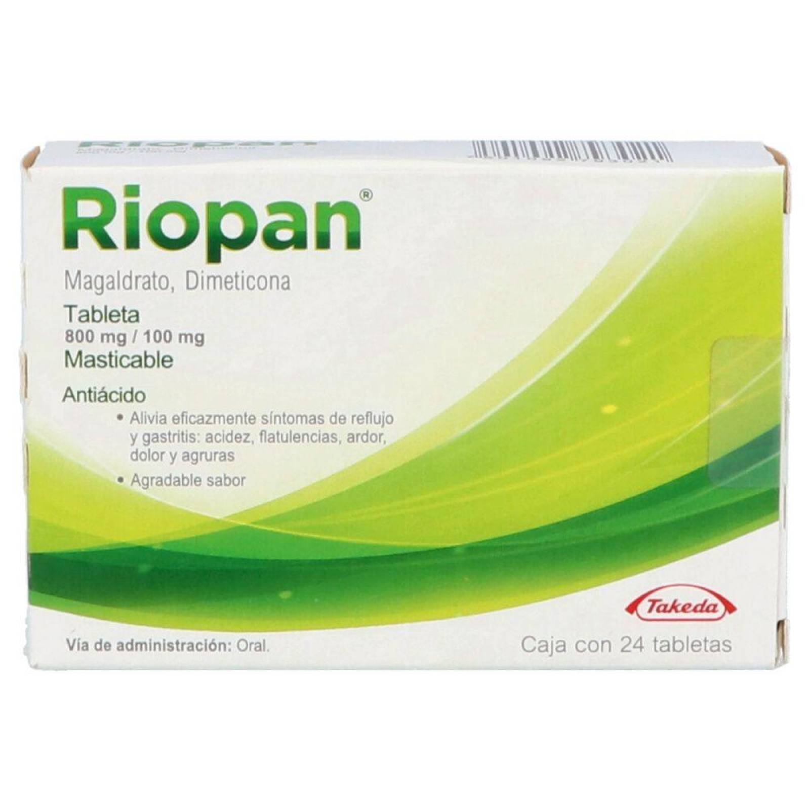 Riopan 800 Mg / 100 Mg Caja Con 24 Tabletas Masticables 
