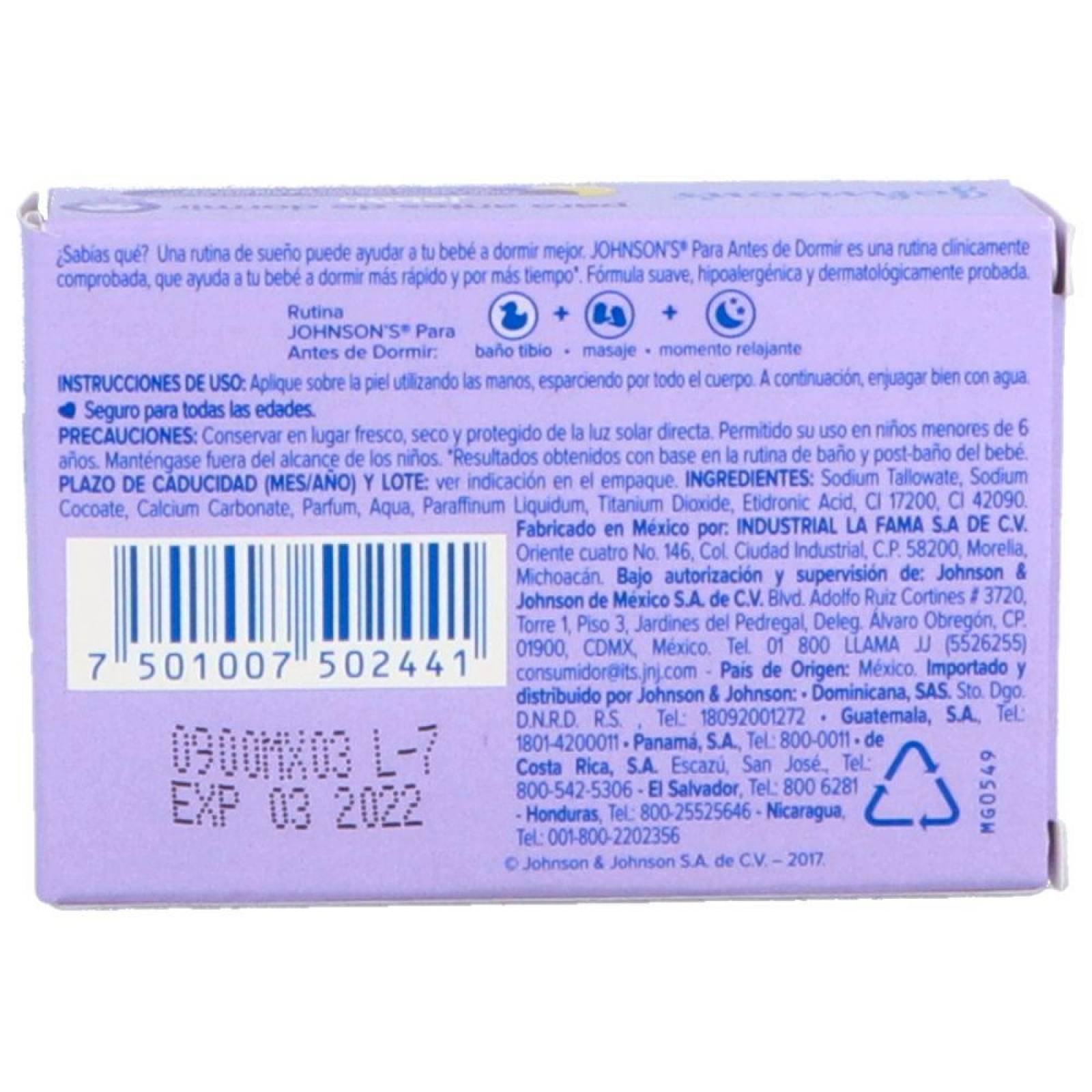 Jabón Johnson´s Baby Antes De Dormir Caja Con Barra De 75 mG 