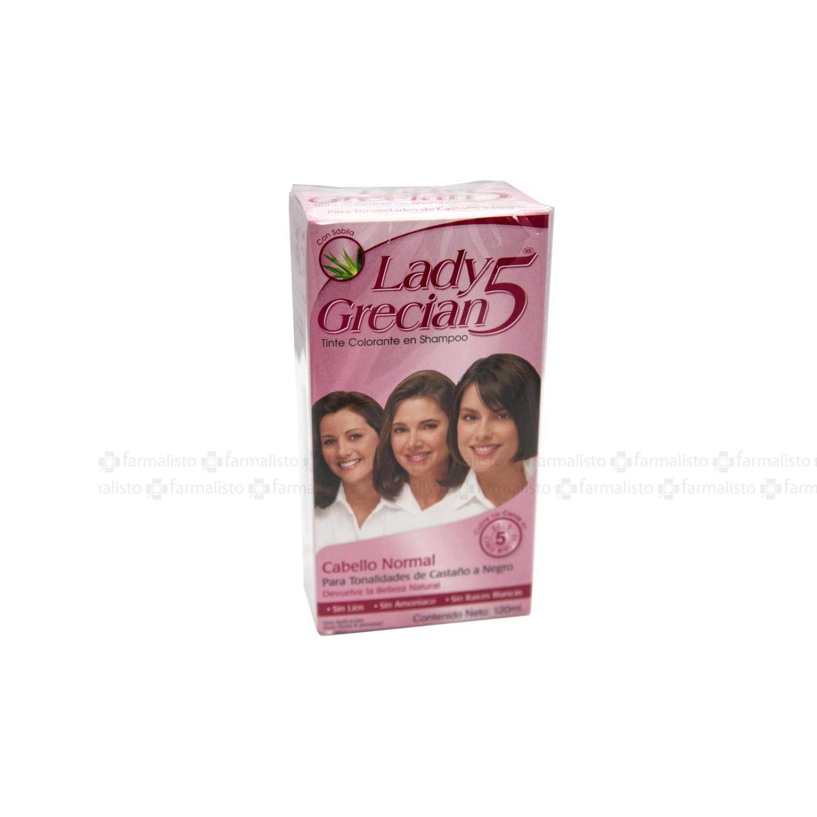 Lady Grecian 5 Tinte En Shampoo Cabello Normal Caja Con Frasco Con 120 mL 