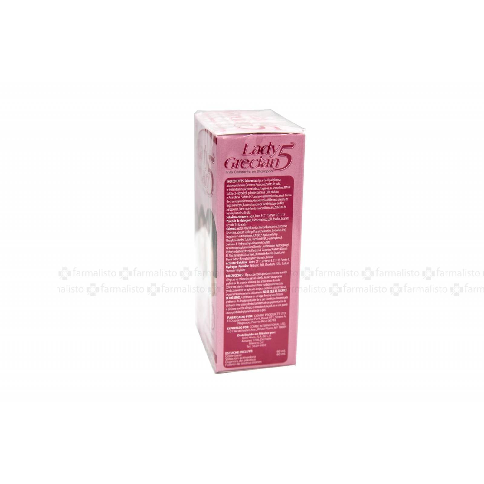 Lady Grecian 5 Tinte En Shampoo Cabello Normal Caja Con Frasco Con 120 mL 
