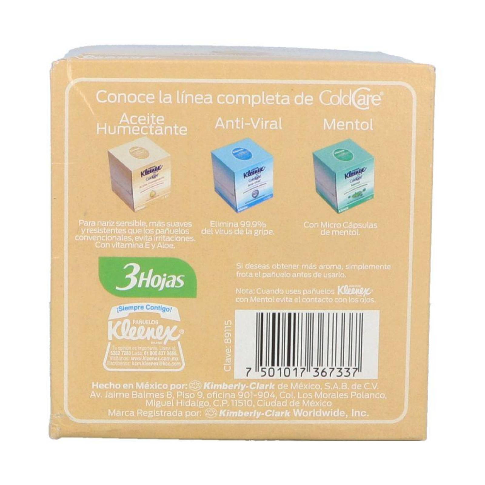 Kleenex Pañuelos Cold Care Aceite Humec C/65 