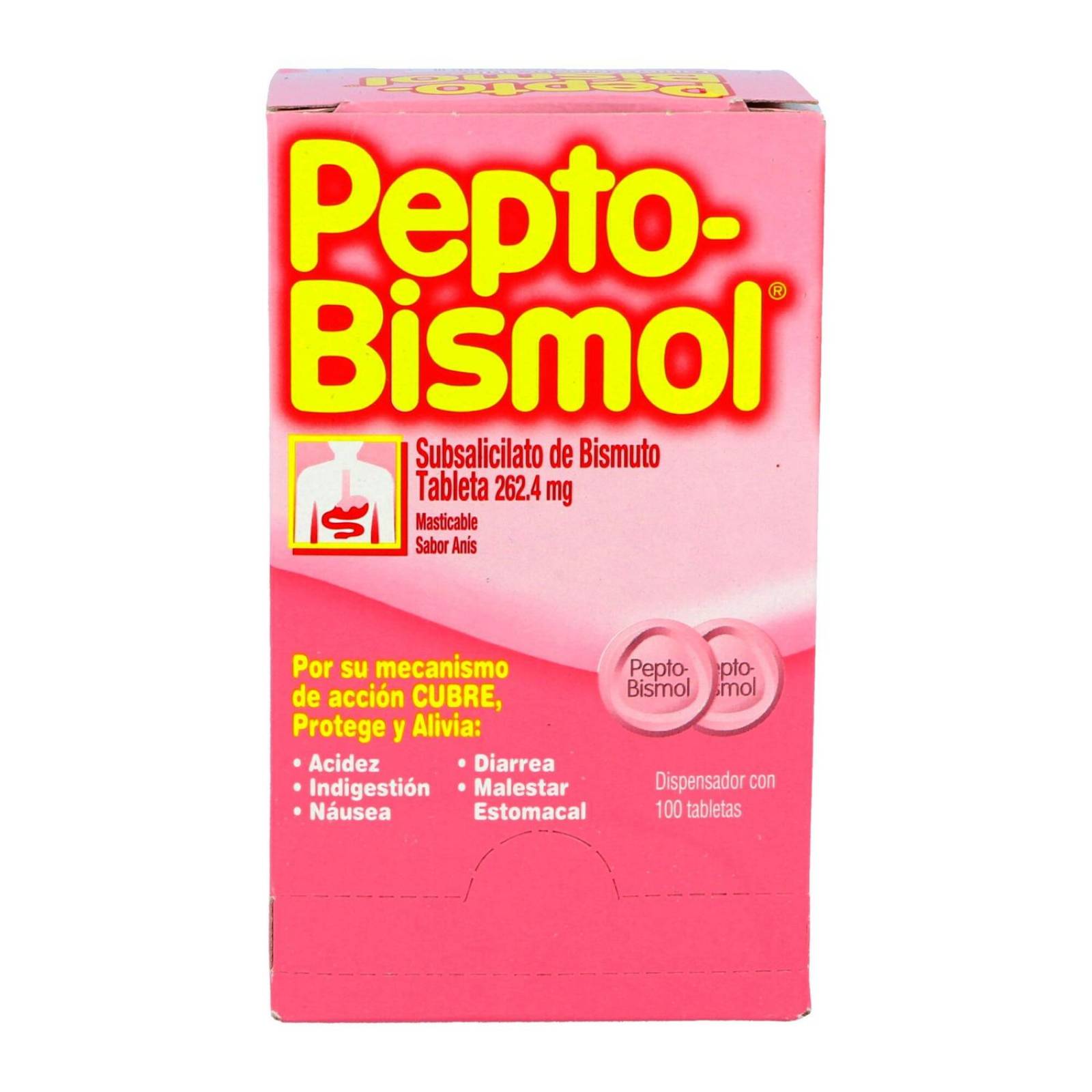 Pepto Bismol 262 mg Caja Con 100 Tabletas Masticables 