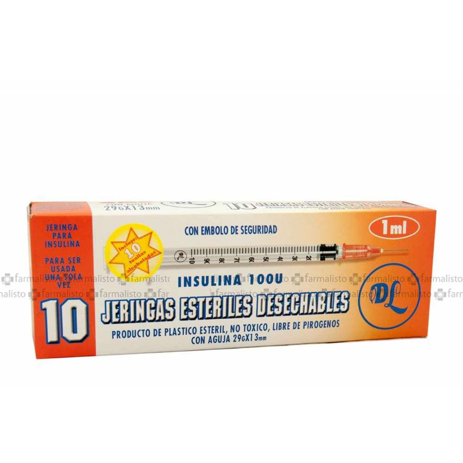 Jeringas Estériles Desechables 1 ml Insulina 100 U Con Aguja 29 g x 13 mm 