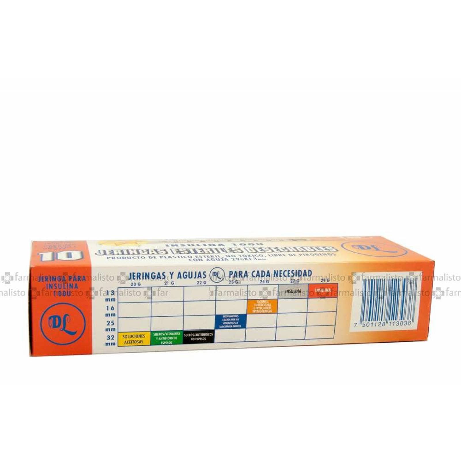 Jeringas Estériles Desechables 1 ml Insulina 100 U Con Aguja 29 g x 13 mm 