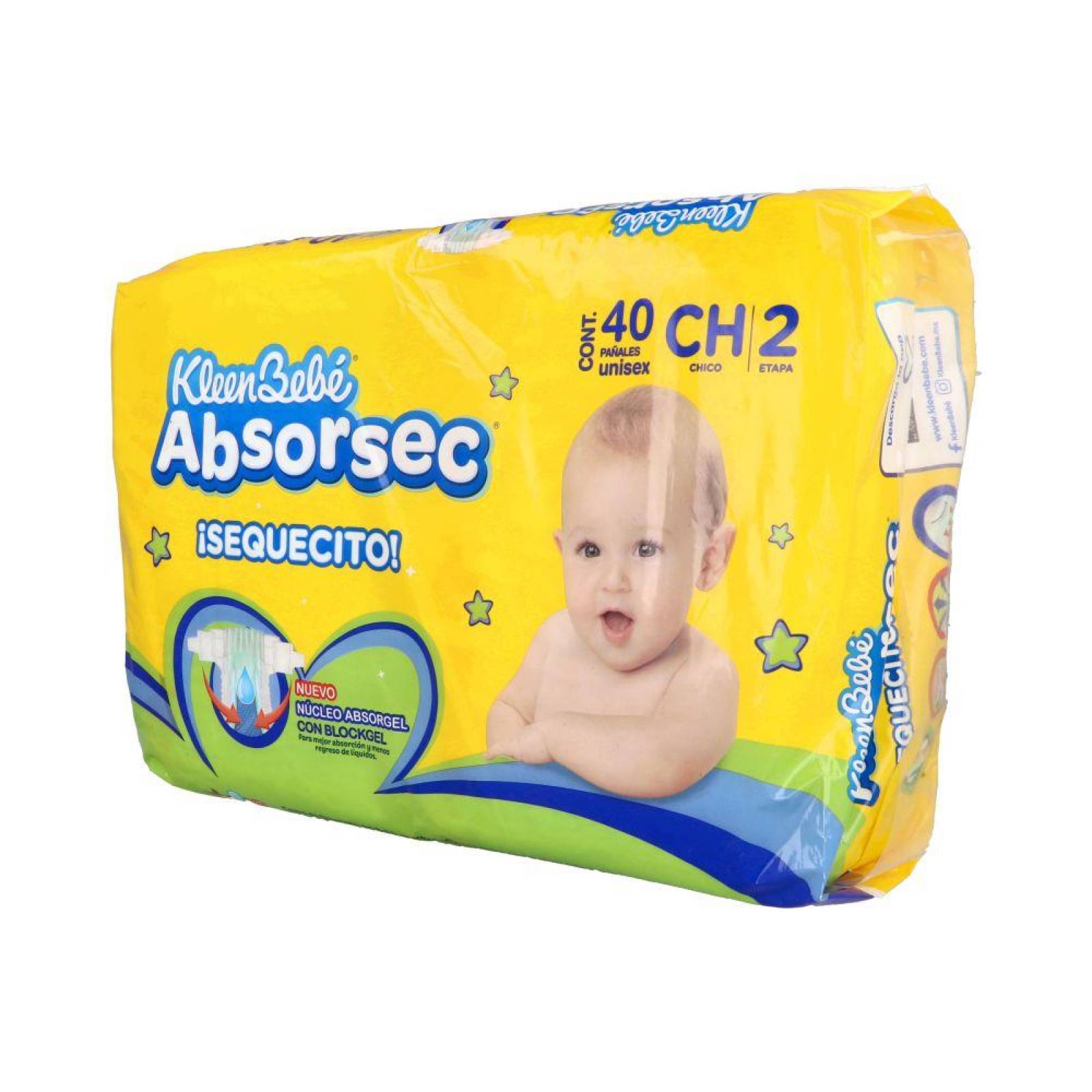 Kleen Bebe Absorsec Unisex Chico Etapa 2 Con 40 Pañales 