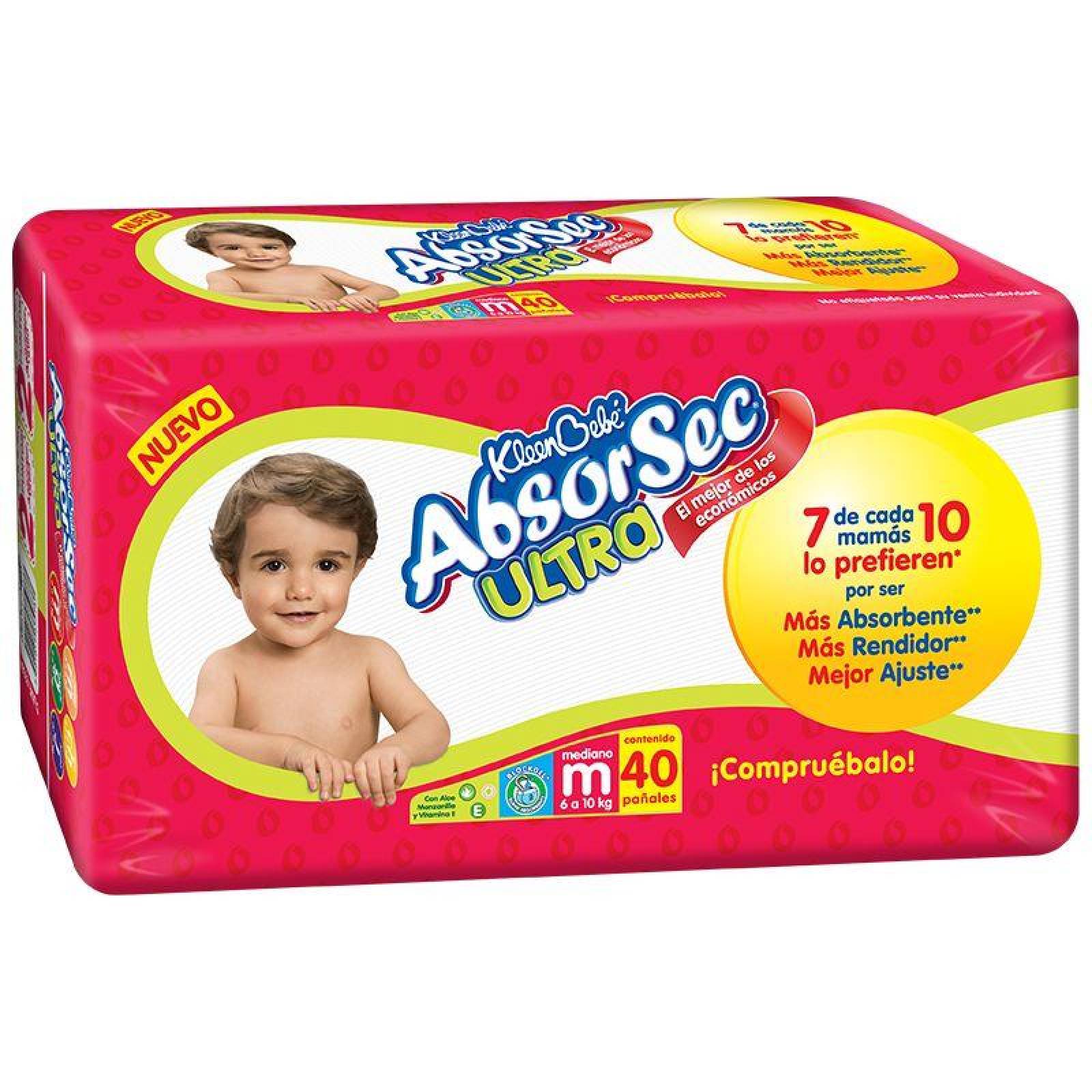 Kleen Bebé Absorsec Ultra Etapa M 6-10 Kg Paquete Con 40 Pañales 