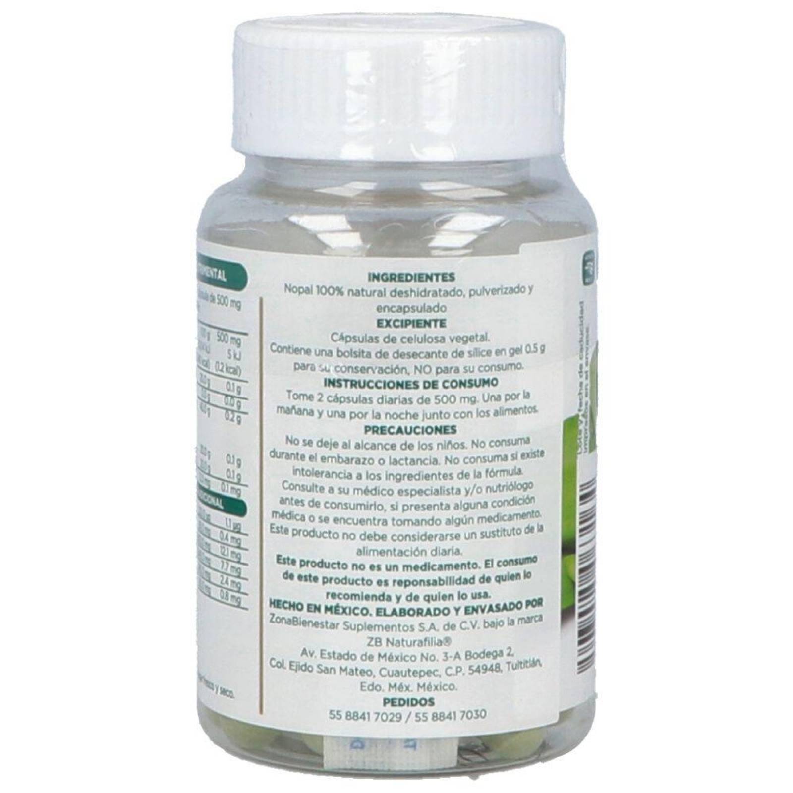 Nopal Bote Con 60 Cápsulas De 500 Mg 