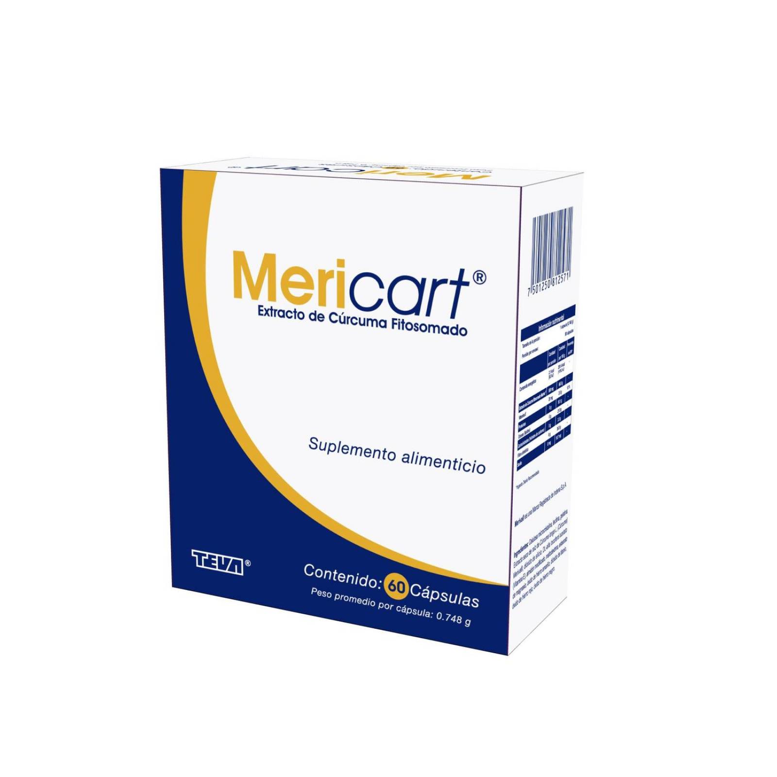 Mericart Suplemeto Alimenticio 500 mg Caja Con 60 Cápsulas 
