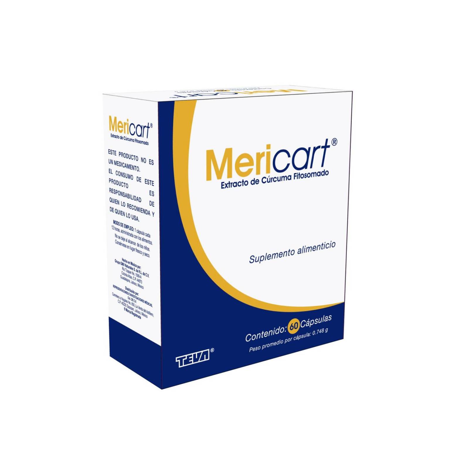 Mericart Suplemeto Alimenticio 500 mg Caja Con 60 Cápsulas 