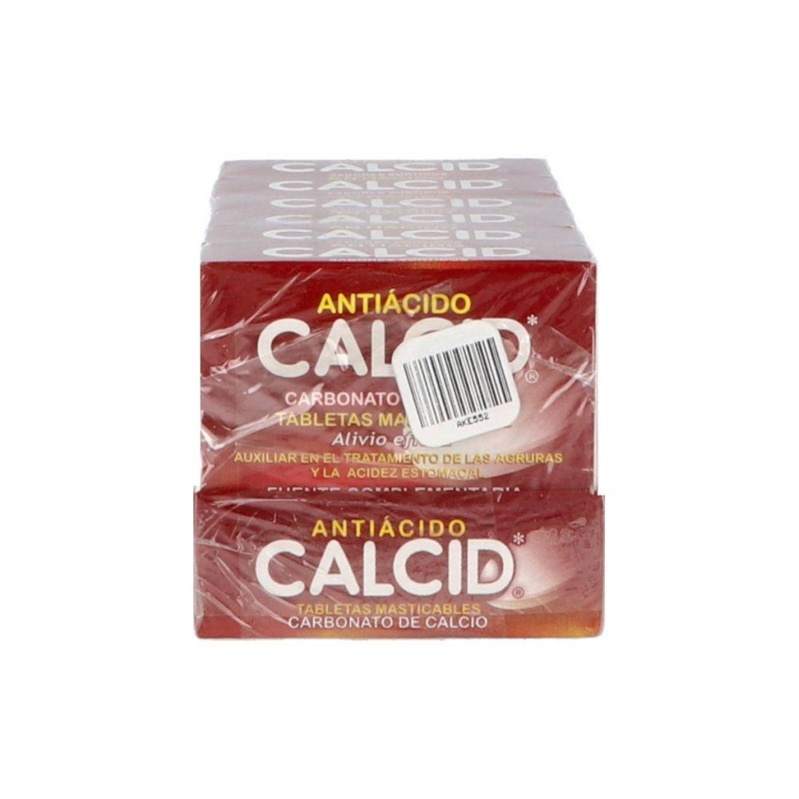 Calcid Antiácido Con 6 Cajas De 3 Rollos Con Tabletas Masticables 