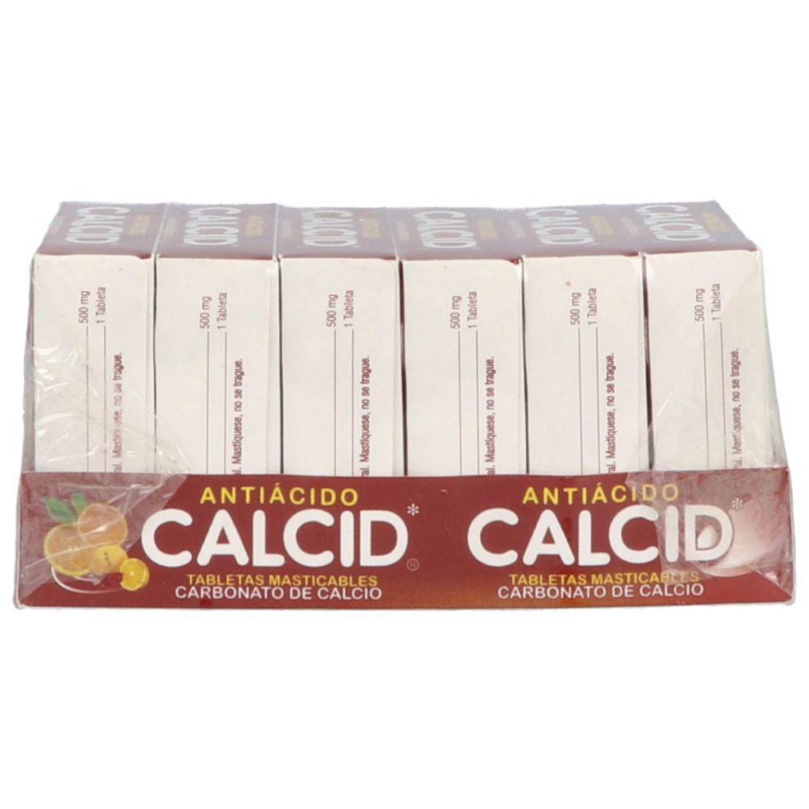 Calcid Antiácido Con 6 Cajas De 3 Rollos Con Tabletas Masticables 