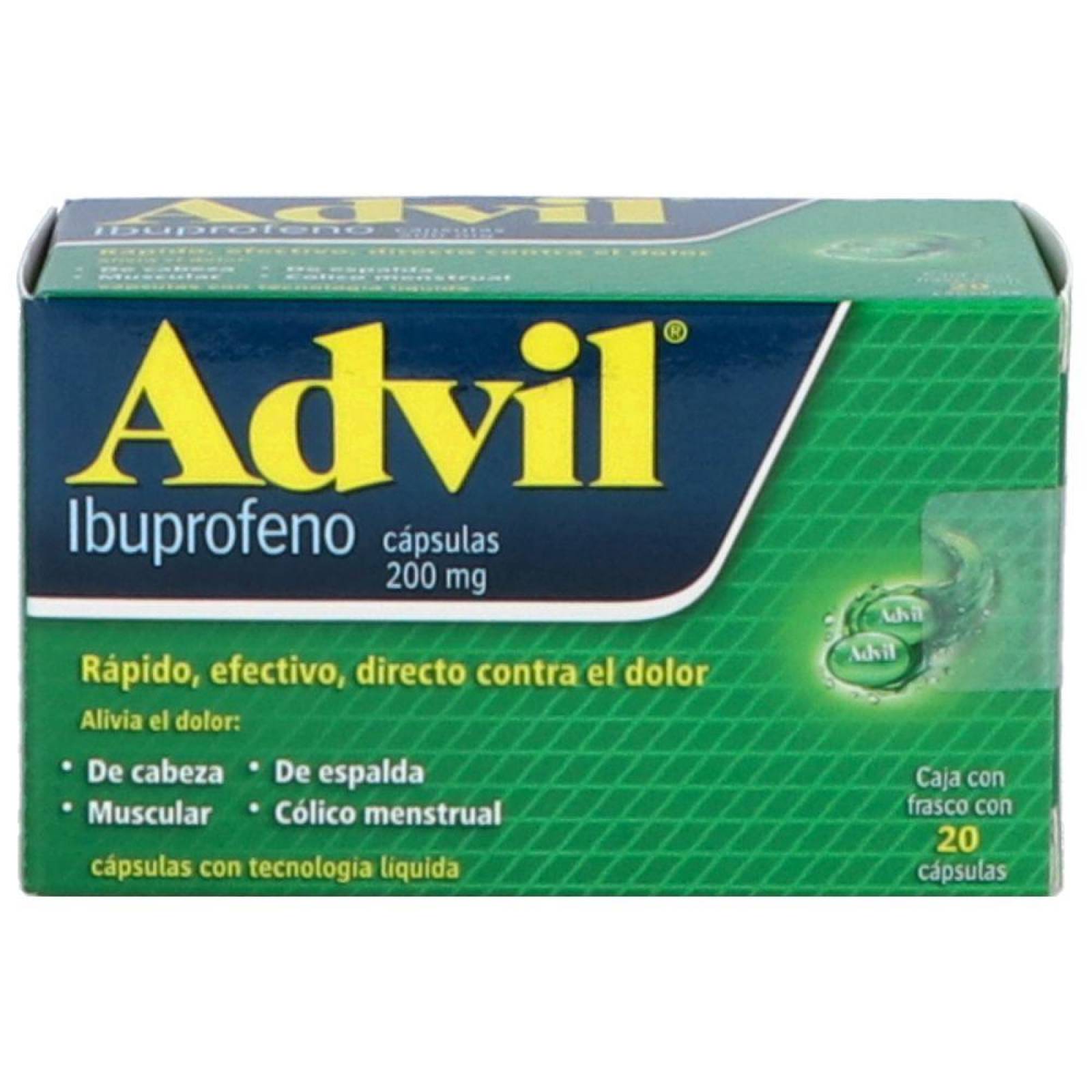 Advil 200 mg Caja Con Frasco Con 20 Cápsulas 