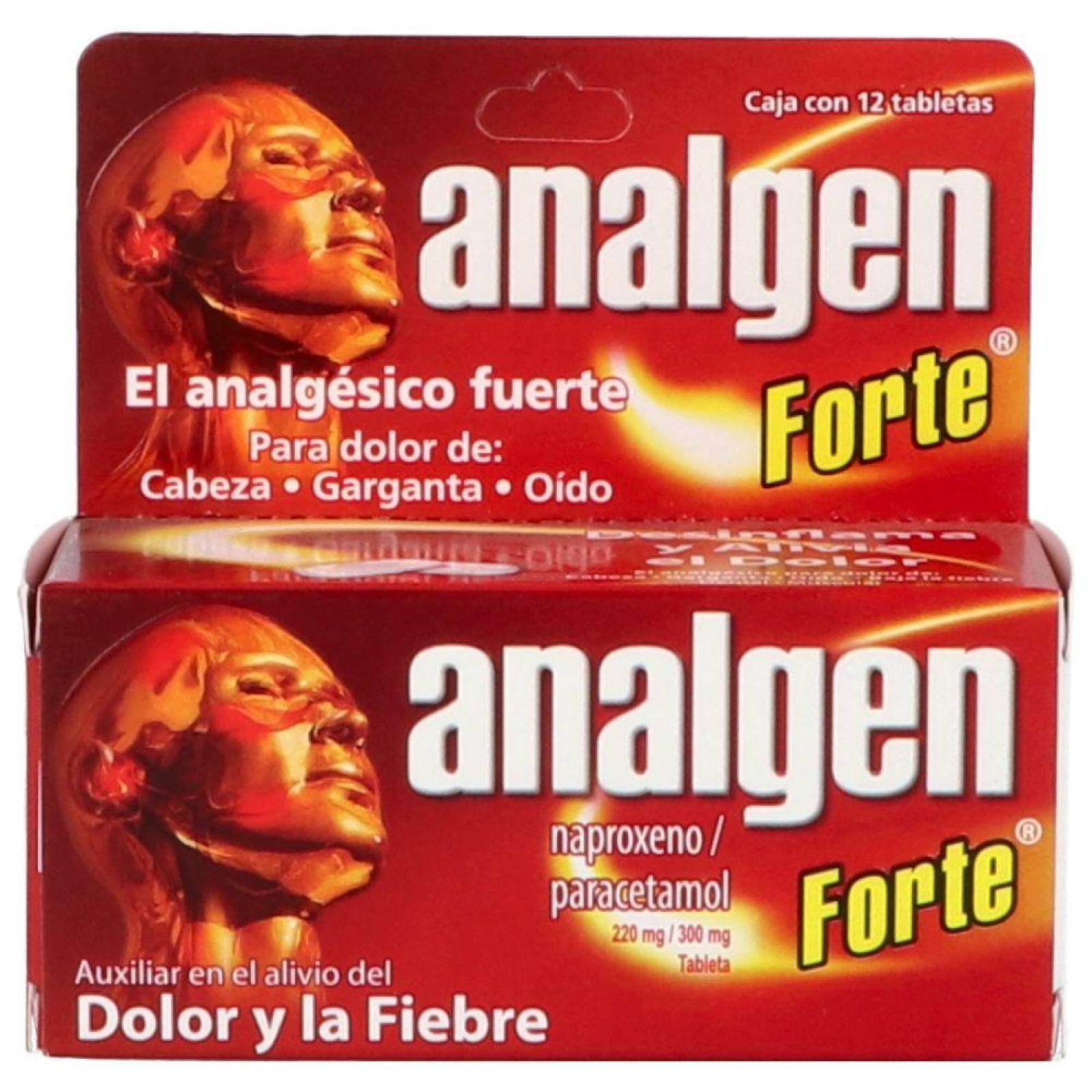 Analgen Forte 220 mg / 300 mg Caja Con 12 Tabletas. 