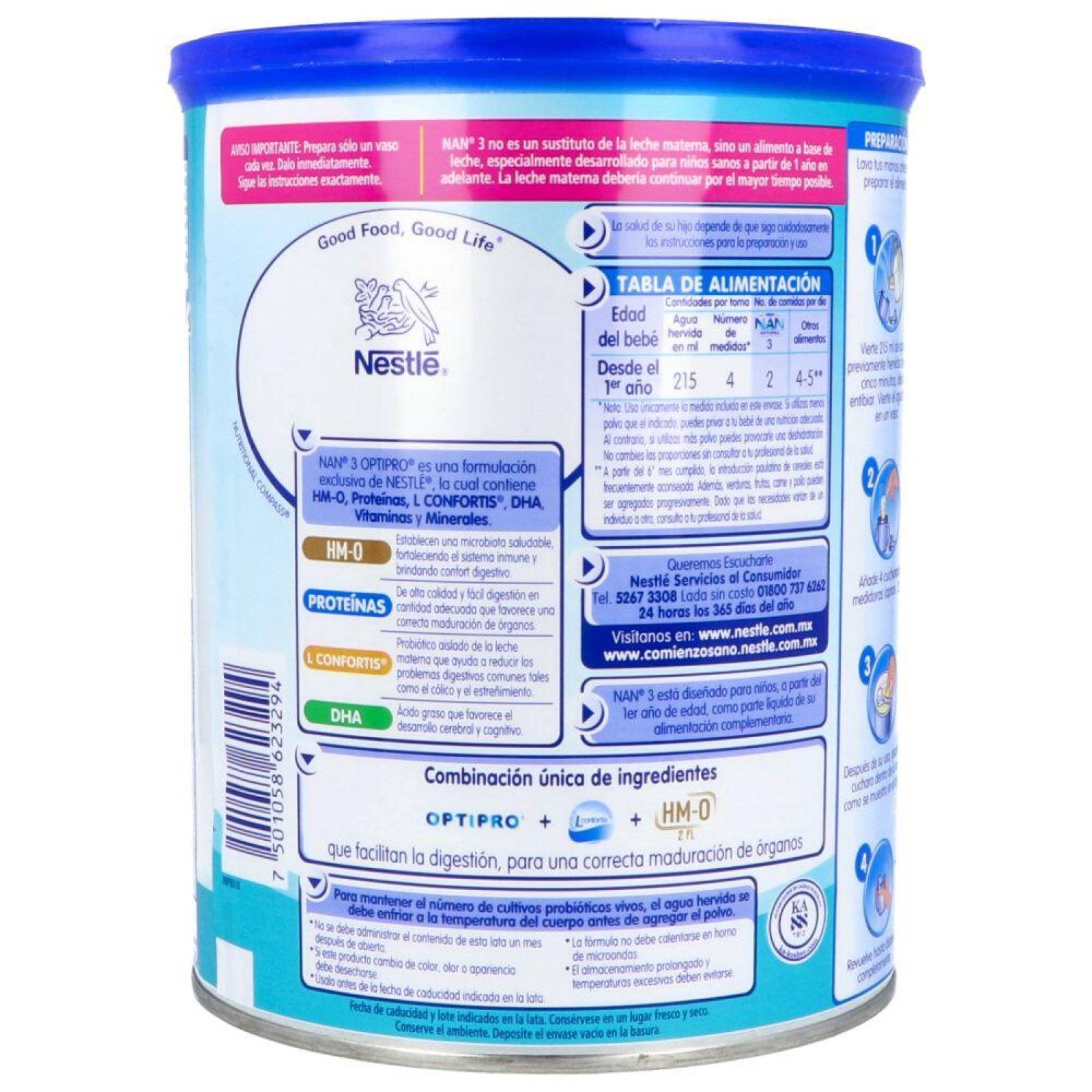 NAN 3 Optipro Polvo en Lata 800 g 