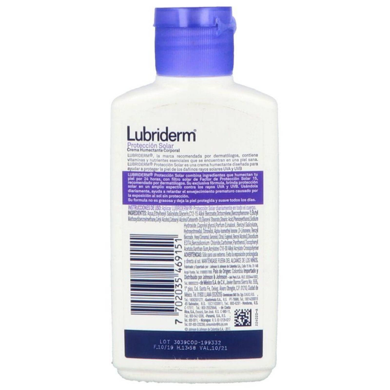 Crema Corporal Lubriderm Con Protección Solar Frasco Con 120 Ml 