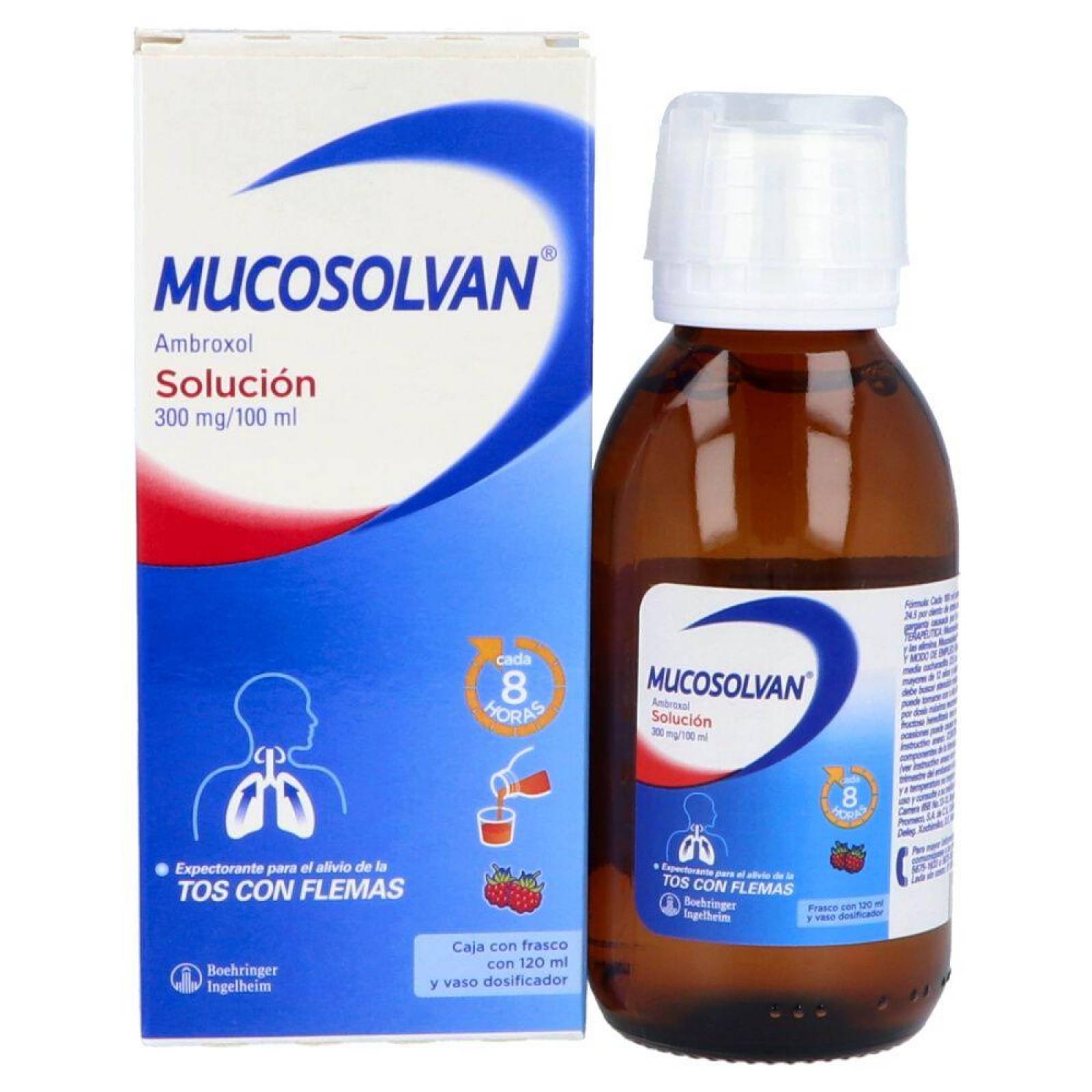 Mucosolvan Solución 300 mg /100 mL Caja Con Frasco Con 120 mL Sabor Frambuesa 