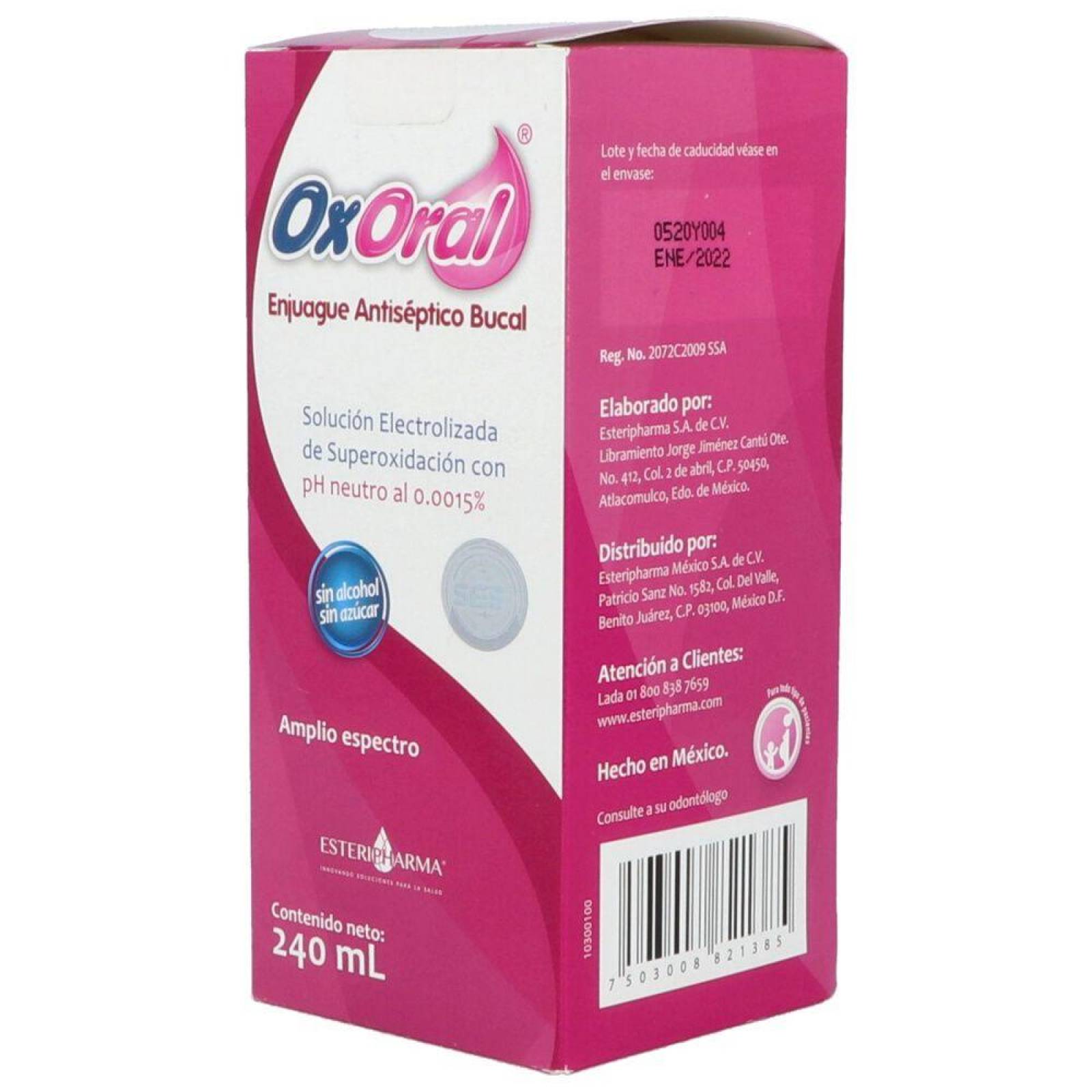 Oxoral Enjuague Antiséptico Bucal Caja Con Frasco Con 240 mL 