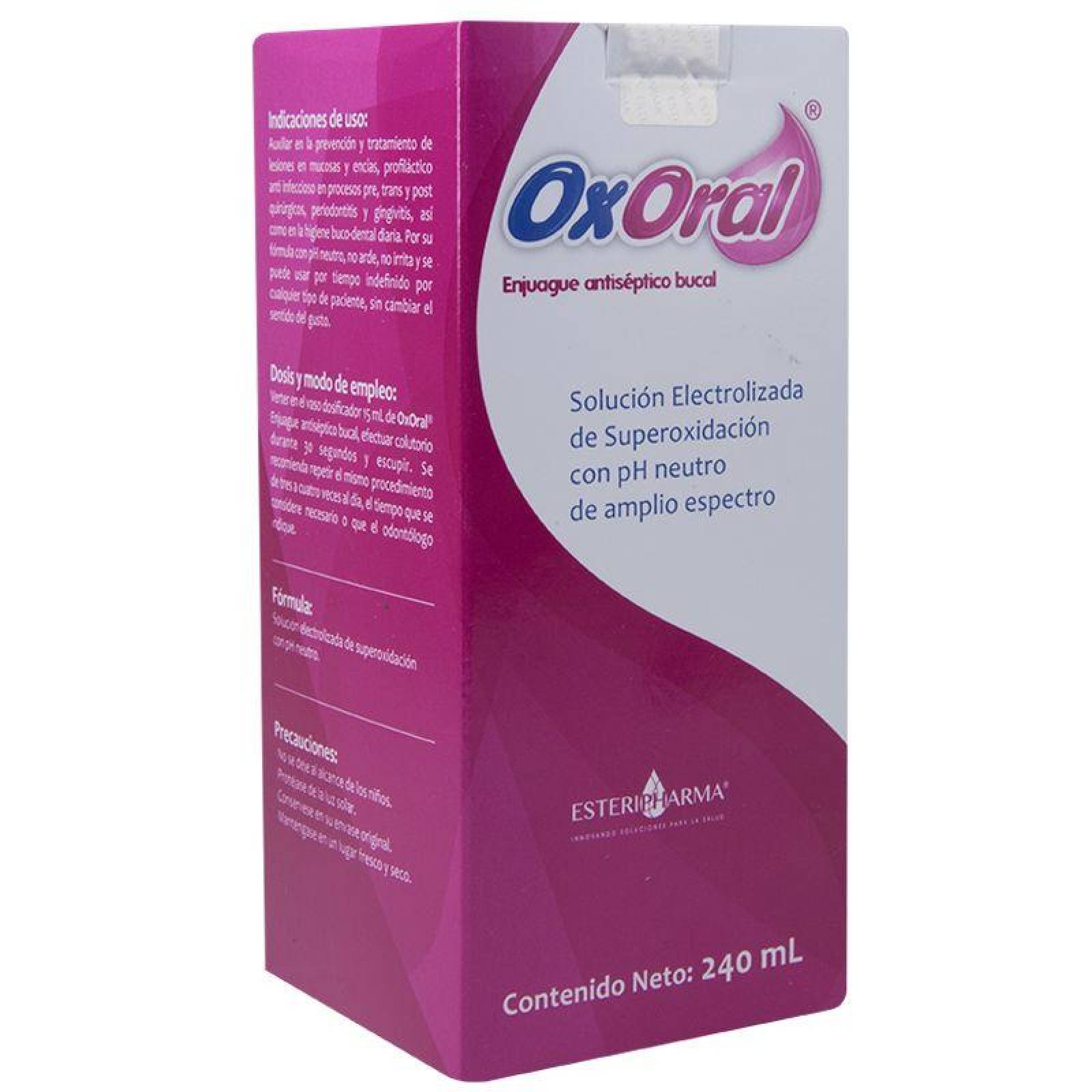 Oxoral Enjuague Antiséptico Bucal Caja Con Frasco Con 240 mL 